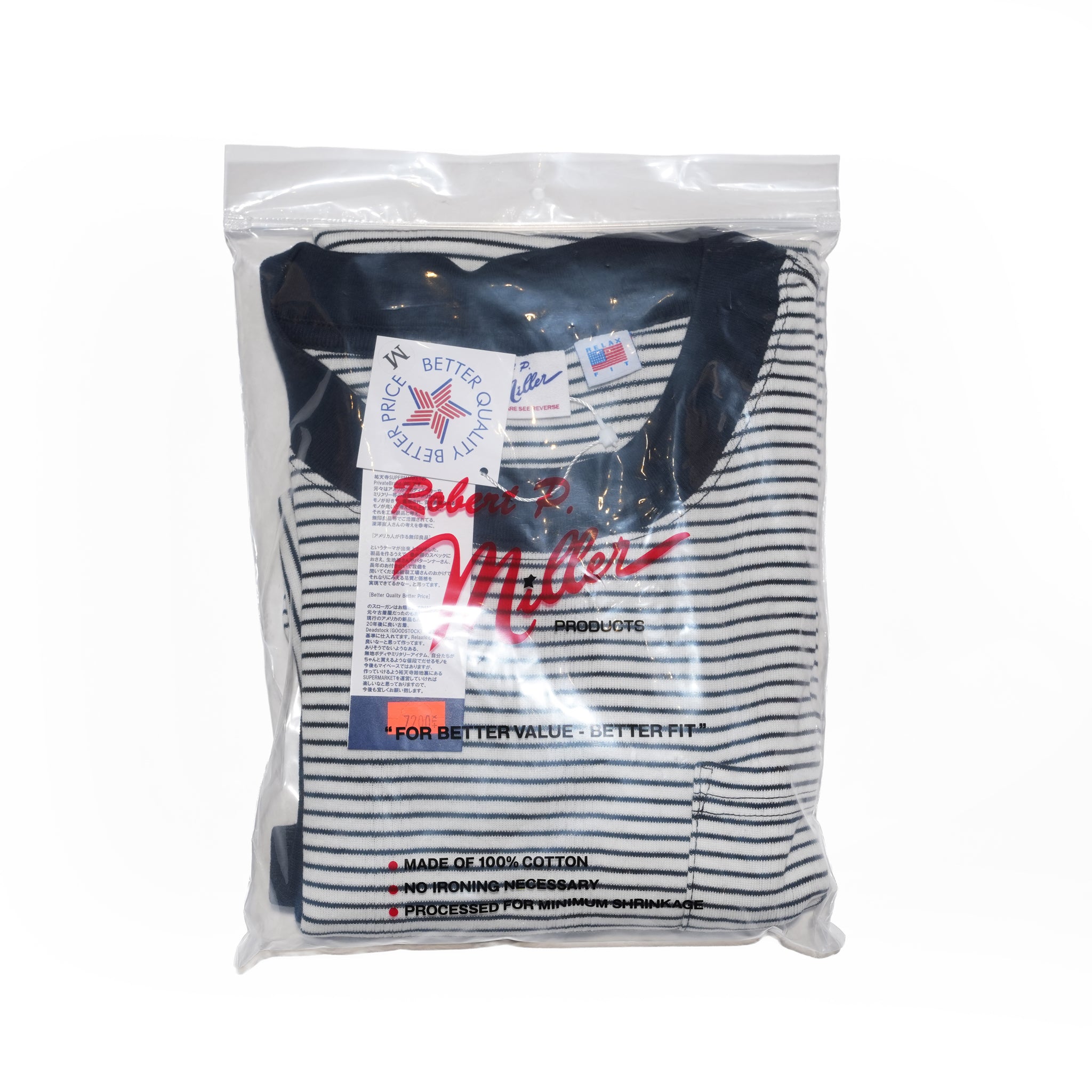 №127　[ Miller × Relaxfit Panel Rib Border tshirt] – ネイビー × オフホワイト | RELAX FIT