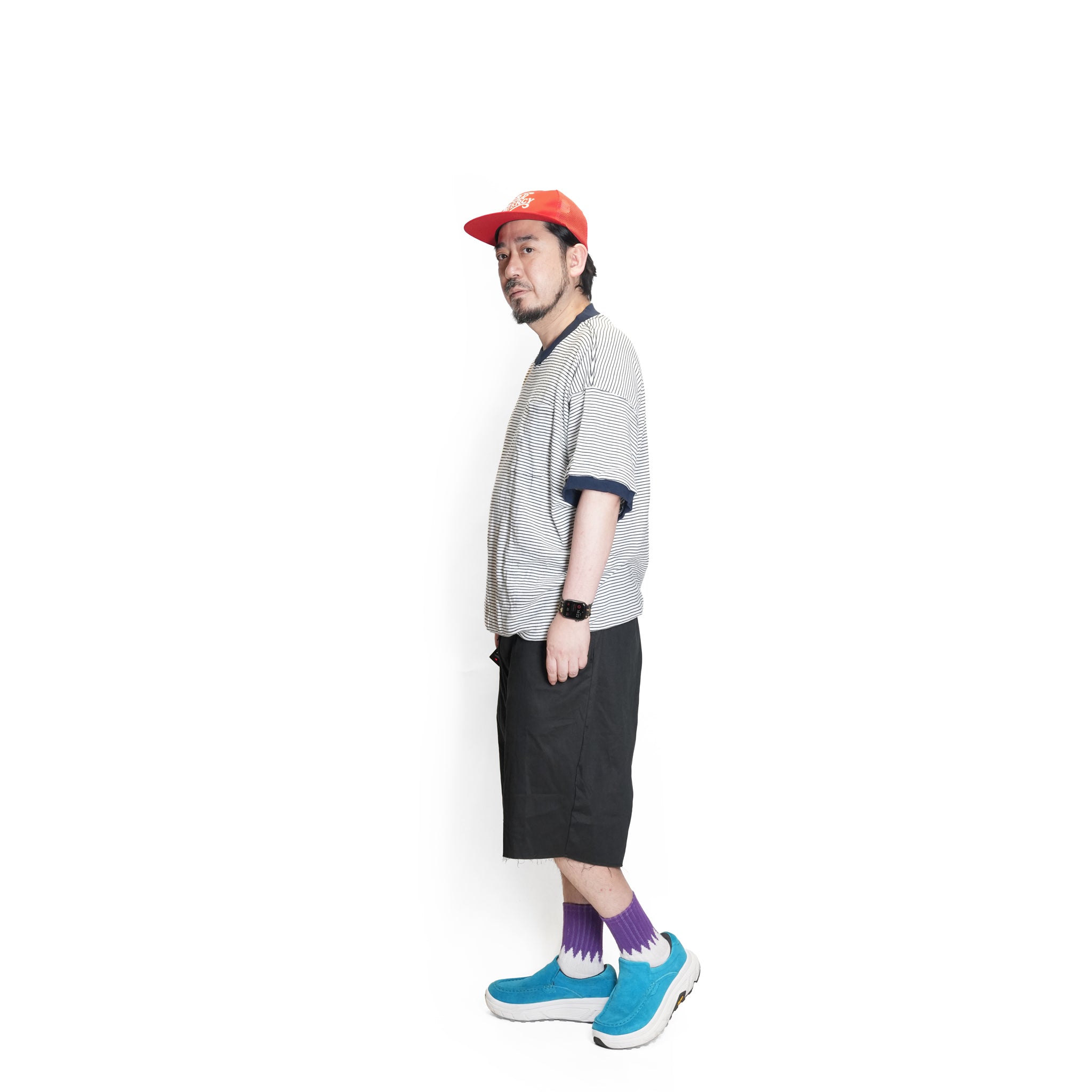 №127　[ Miller × Relaxfit Panel Rib Border tshirt] – ネイビー × オフホワイト | RELAX FIT