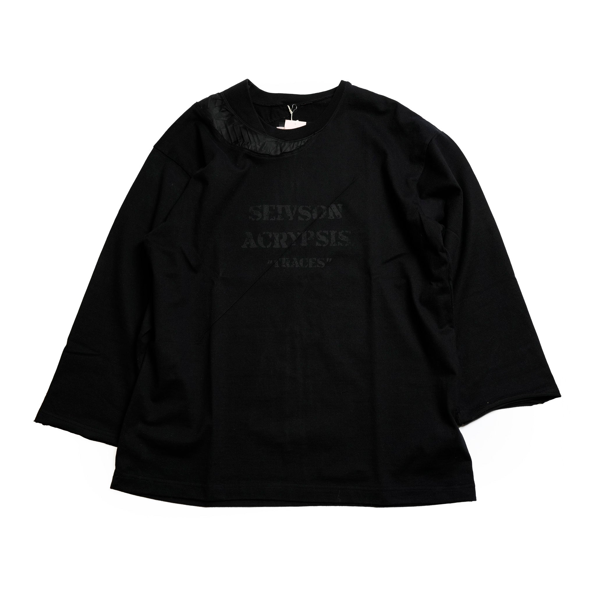 Seivson X (A)crypsis® MA-1 Multi-Processed Asymmetric Pleated T-Shirt ㄧ Black | Size:Free【(A)CRYPSIS®】【SEIVSON_セイヴソン】