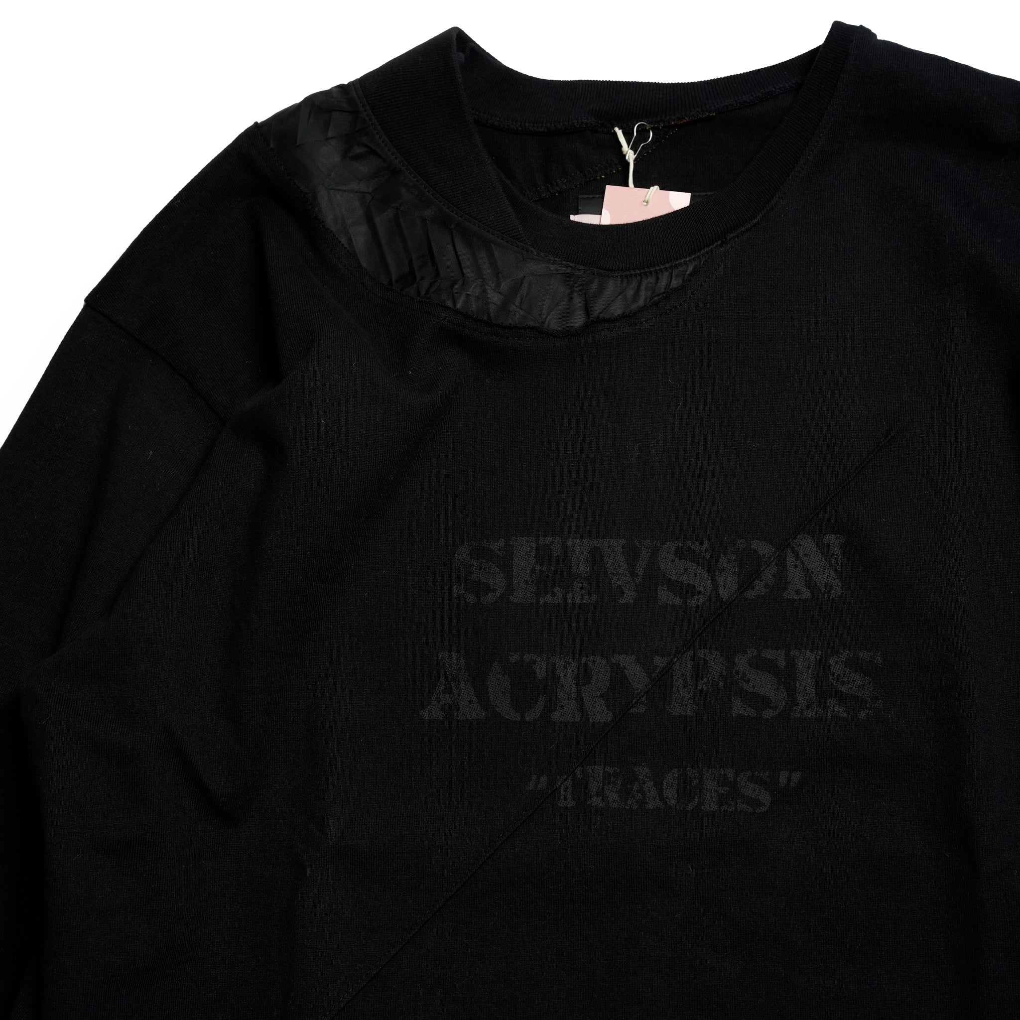 Seivson X (A)crypsis® MA-1 Multi-Processed Asymmetric Pleated T-Shirt ㄧ Black | Size:Free【(A)CRYPSIS®】【SEIVSON_セイヴソン】