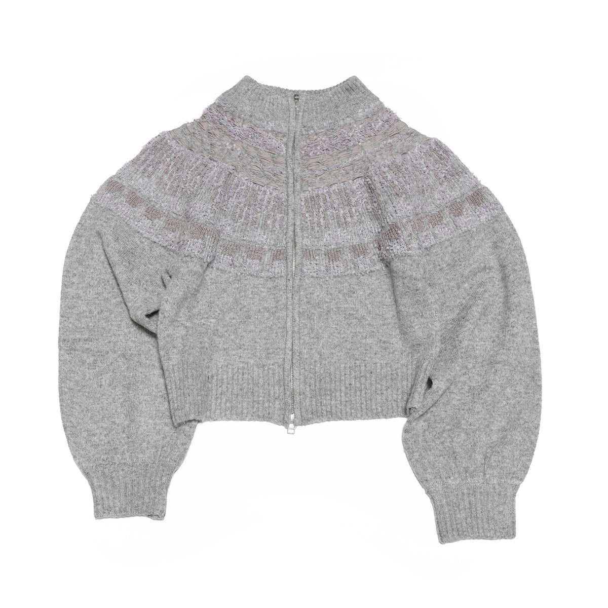 nordic pattern knit zip cardigan – Gray | WHYTO