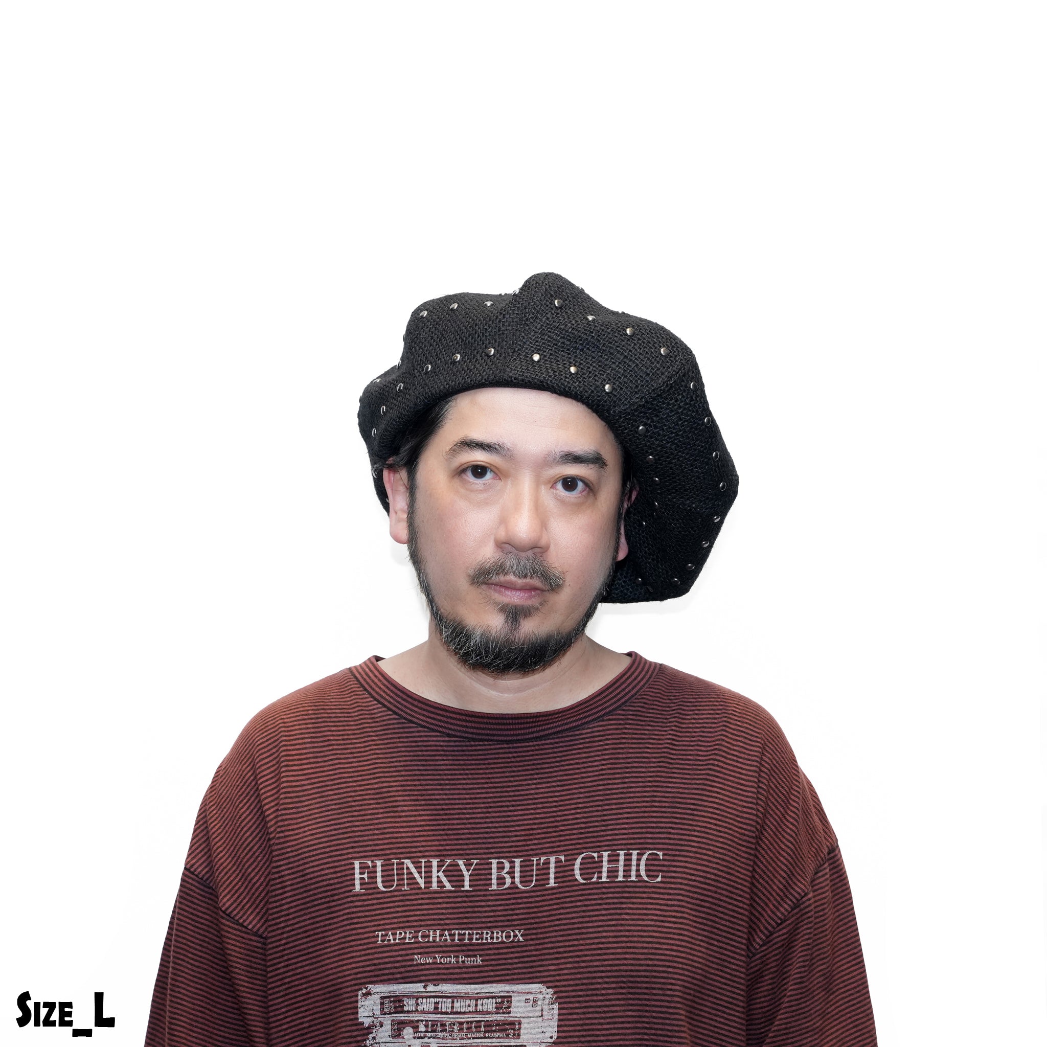 JUTE 8 PANELS BIG BERET with STUDS | ORIGINAL JOHN