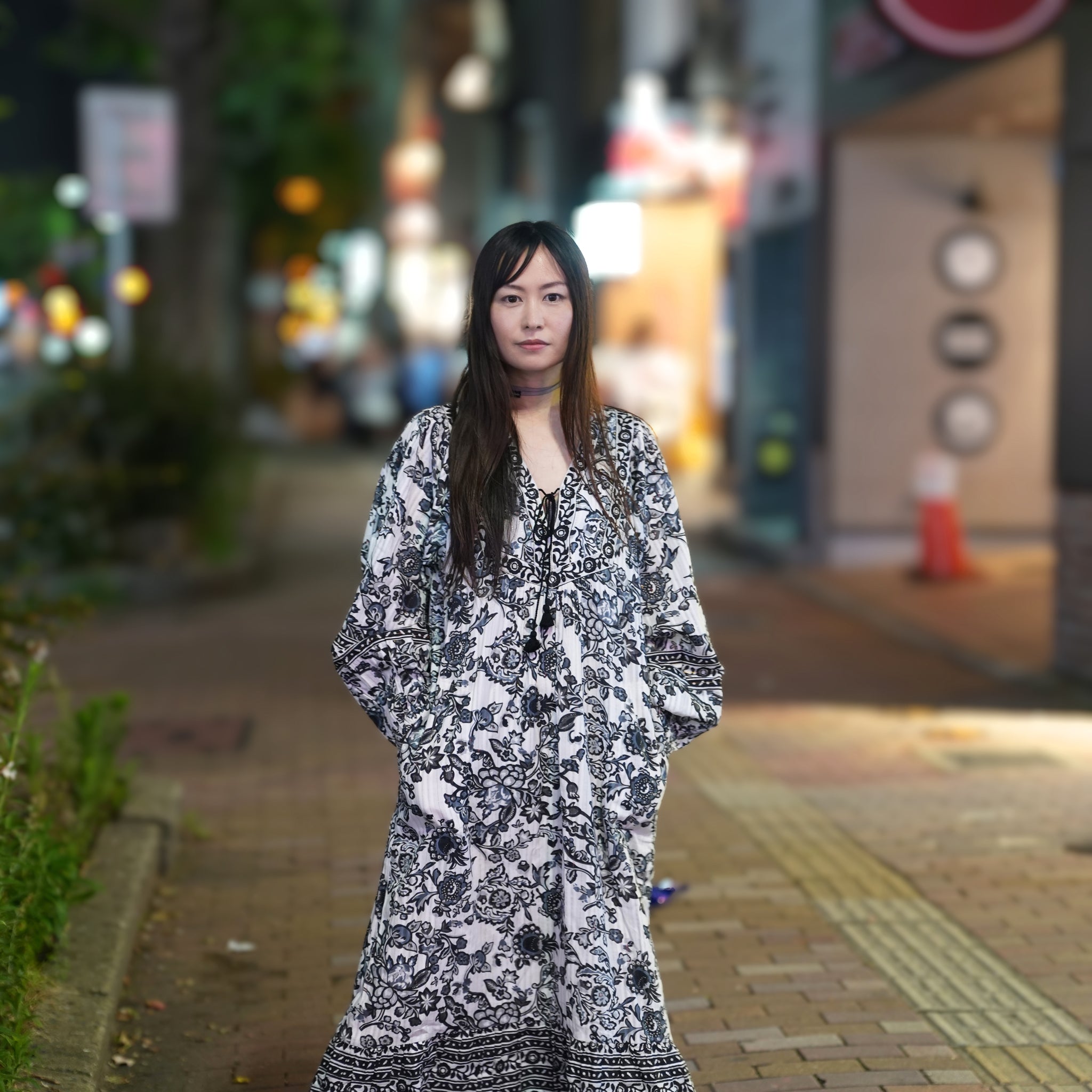 Paisley Flower Print Dress – Black | SARAMALLIKA