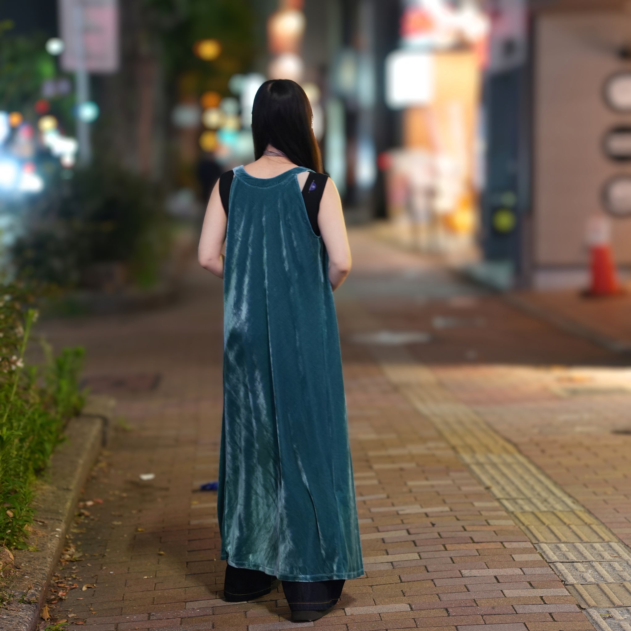 ベロアホルターネックドレス – Dusty Blue | AMBERGLEAM