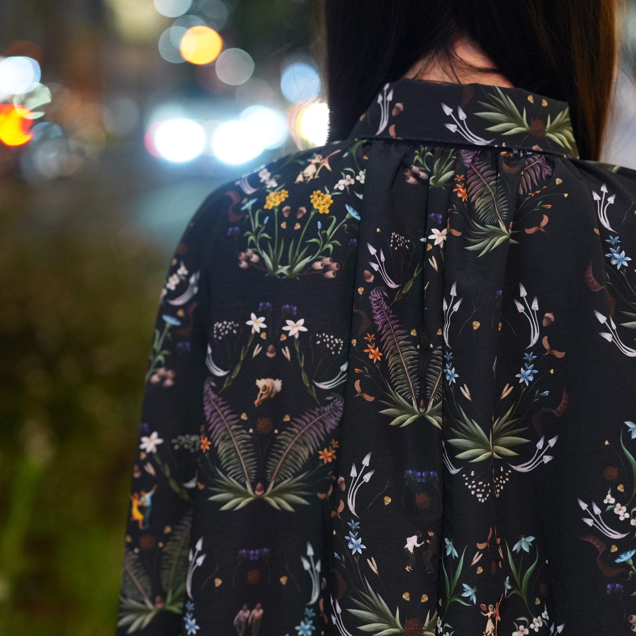 Dance In The Garden Maxi Shirt– Black | BEDSIDEDRAMA