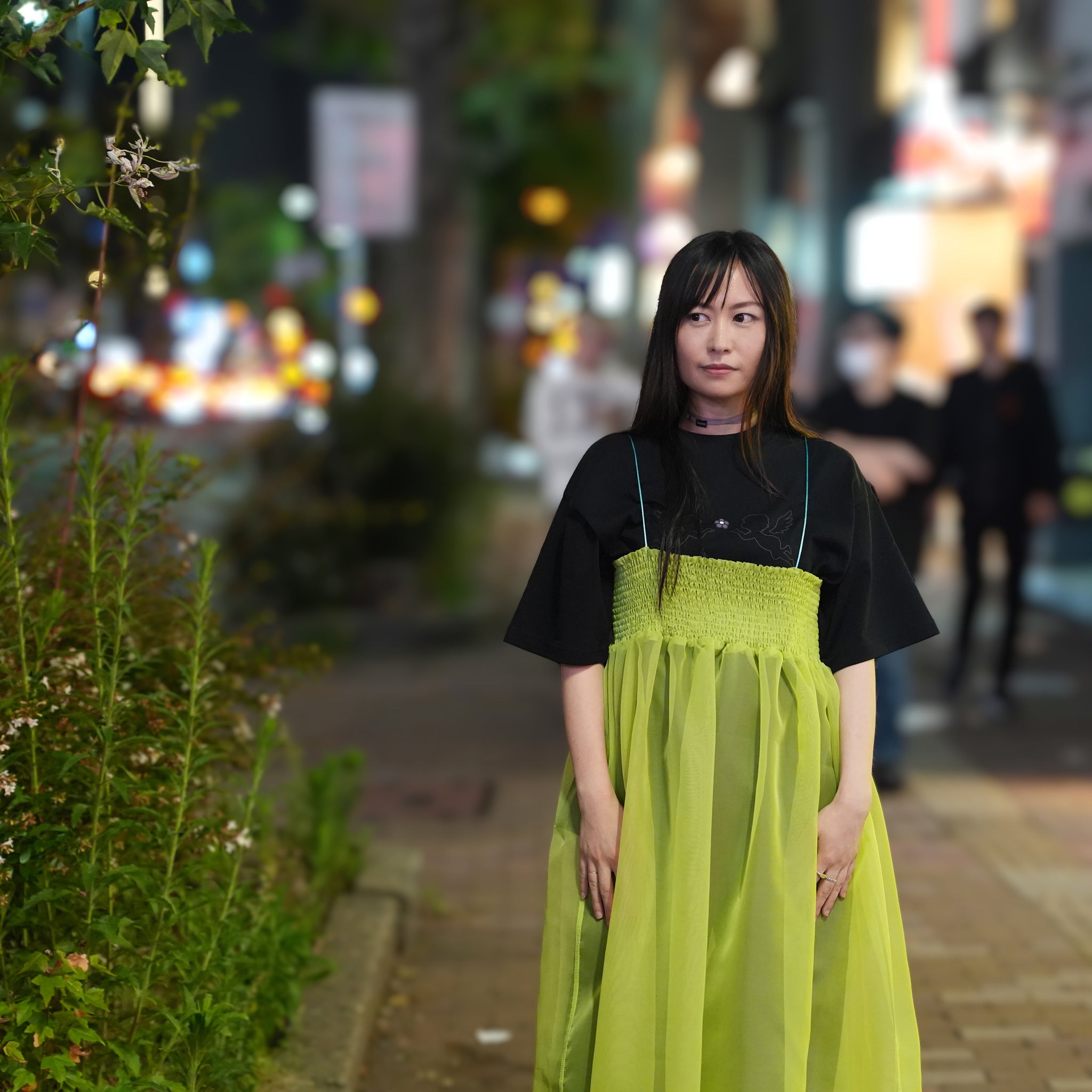 ORGANDY SHEER LAYERED DRESS – Green | HCAE