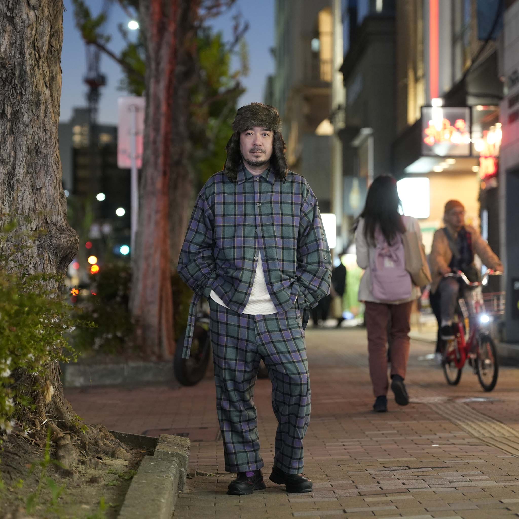 ef404-21 | Check bondage wide Pants | Color:Green check【EFFECTEN_エフェクテン】
