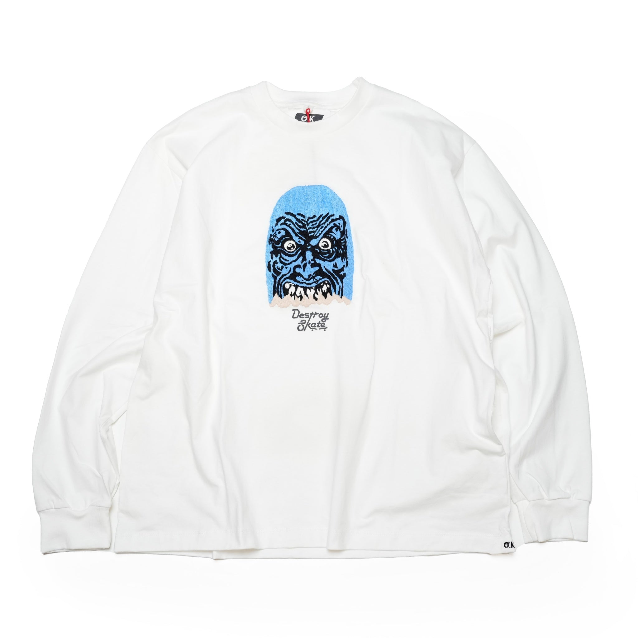 OK243-002LS_WHITE | Embroidery　L/S  TEE | Color:White【OK_オーケー】