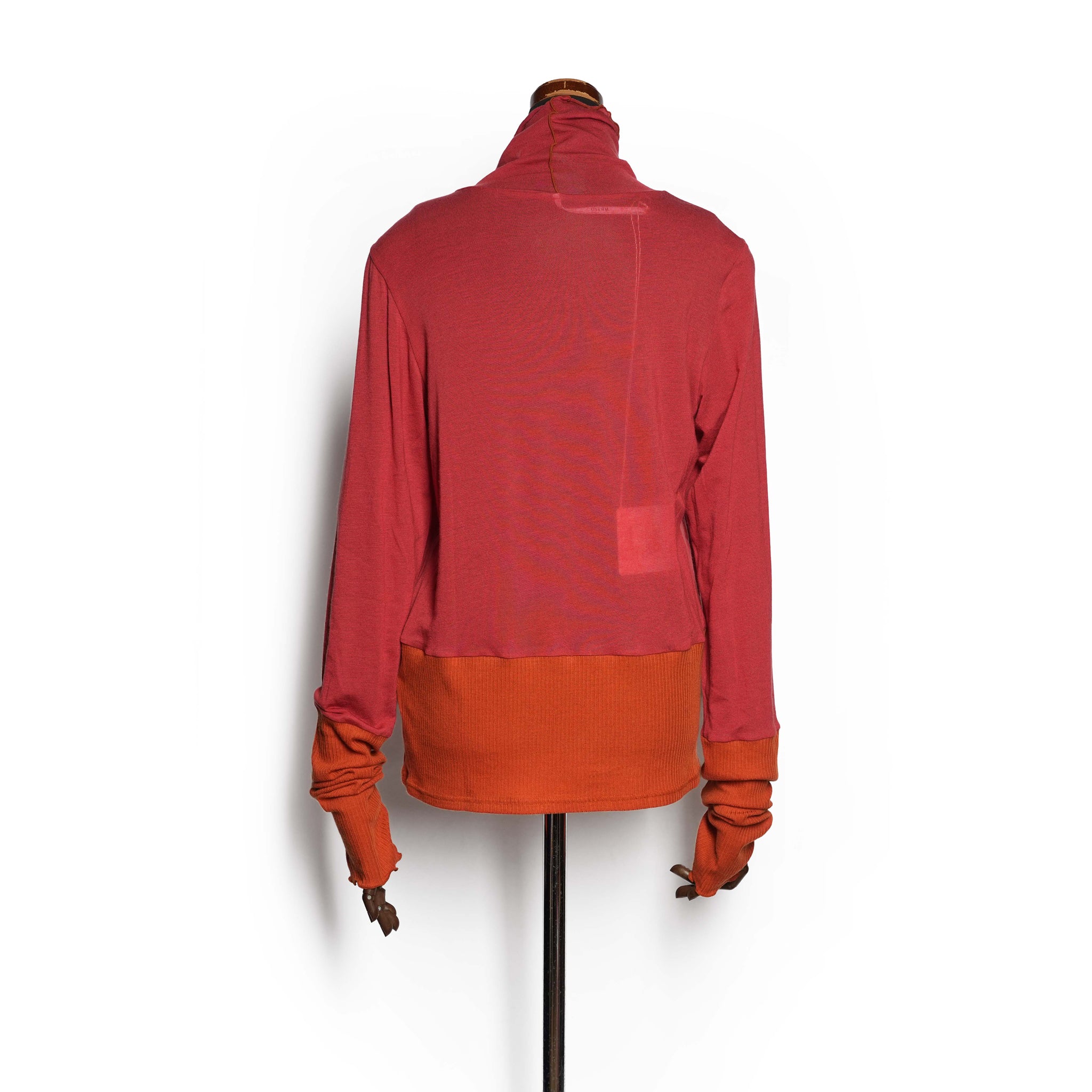 cashmere silk color block turtle – Light Blue  /  Red | WHYTO
