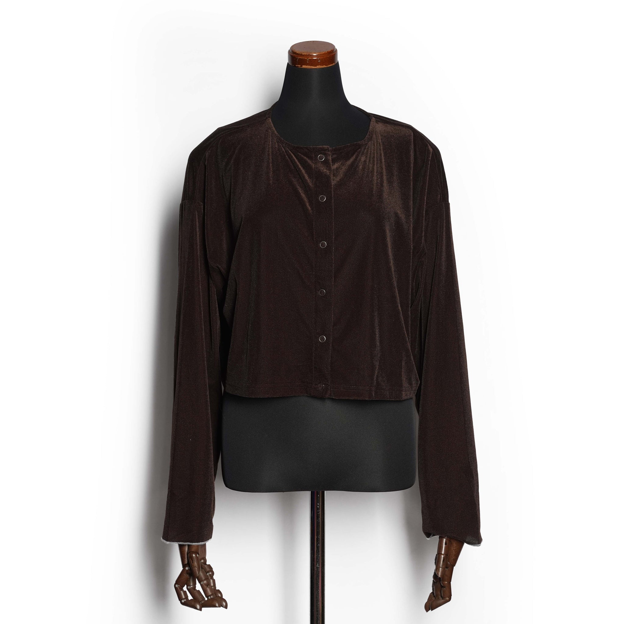 sheer velour cardigan | Color_Brown | No_WHT25FCS4005【WHYTO_ホワイト】【ネコポス選択可能】