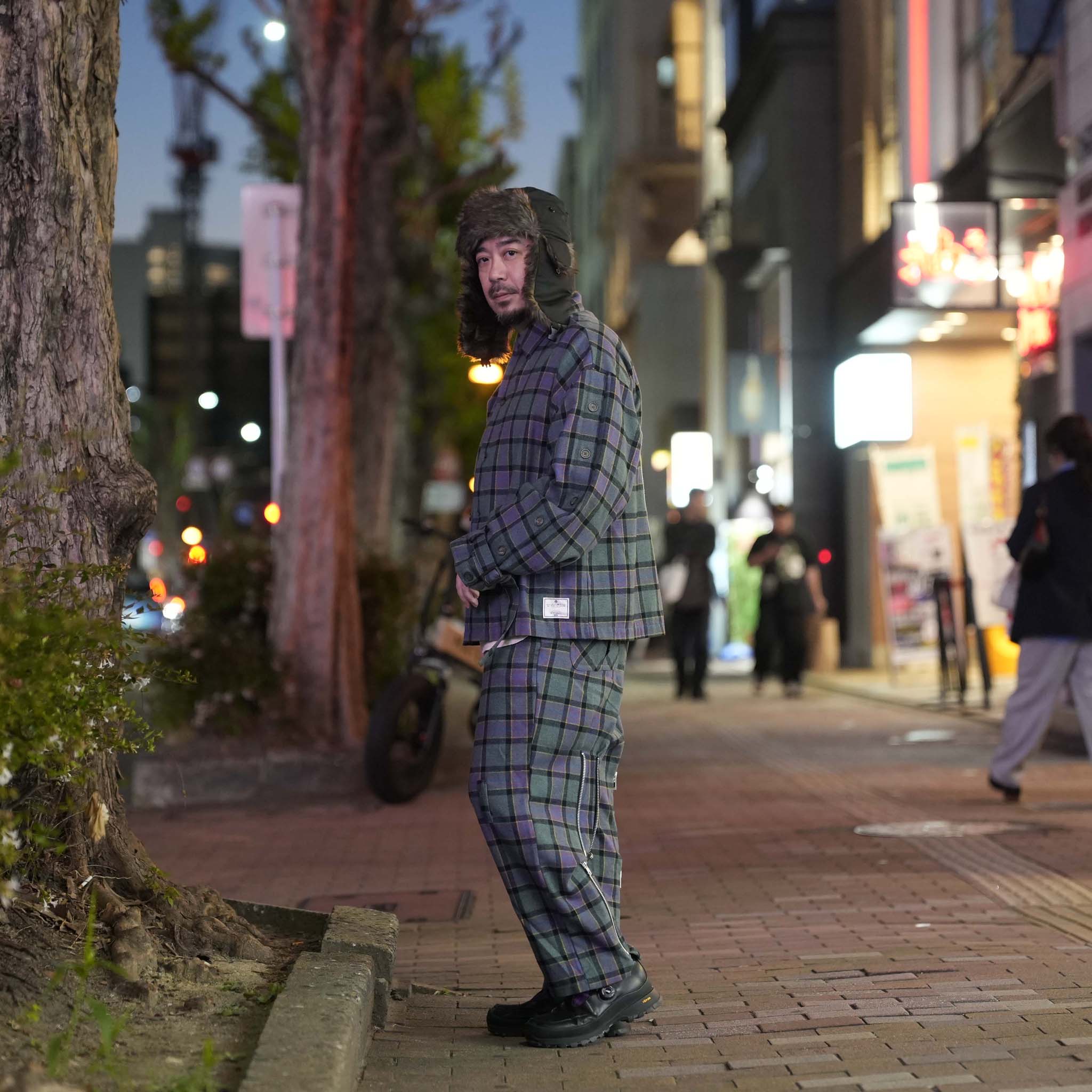 ef404-21 | Check bondage wide Pants | Color:Green check【EFFECTEN_エフェクテン】