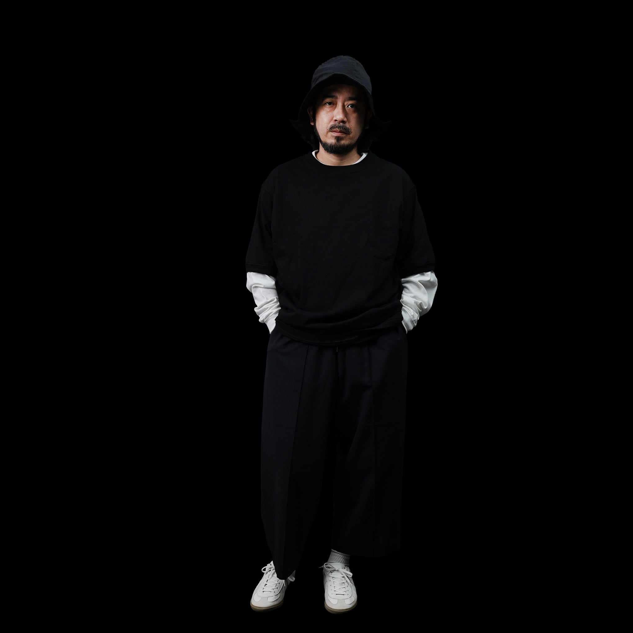 FIT-01 | WIDE CREW NECK S/S T-SHIRTS | Color:White/Black【FIT_フィット】