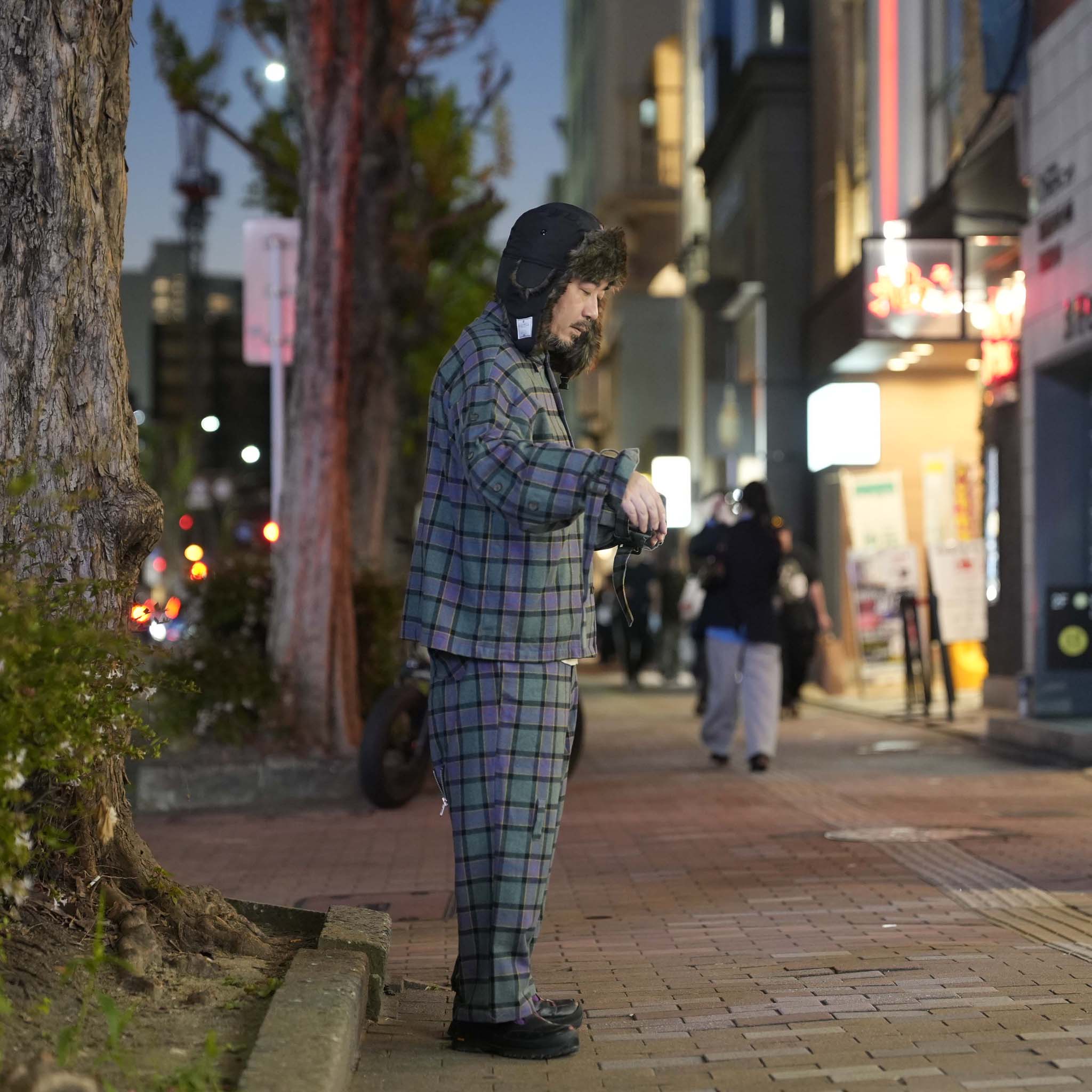 ef404-21 | Check bondage wide Pants | Color:Green check【EFFECTEN_エフェクテン】