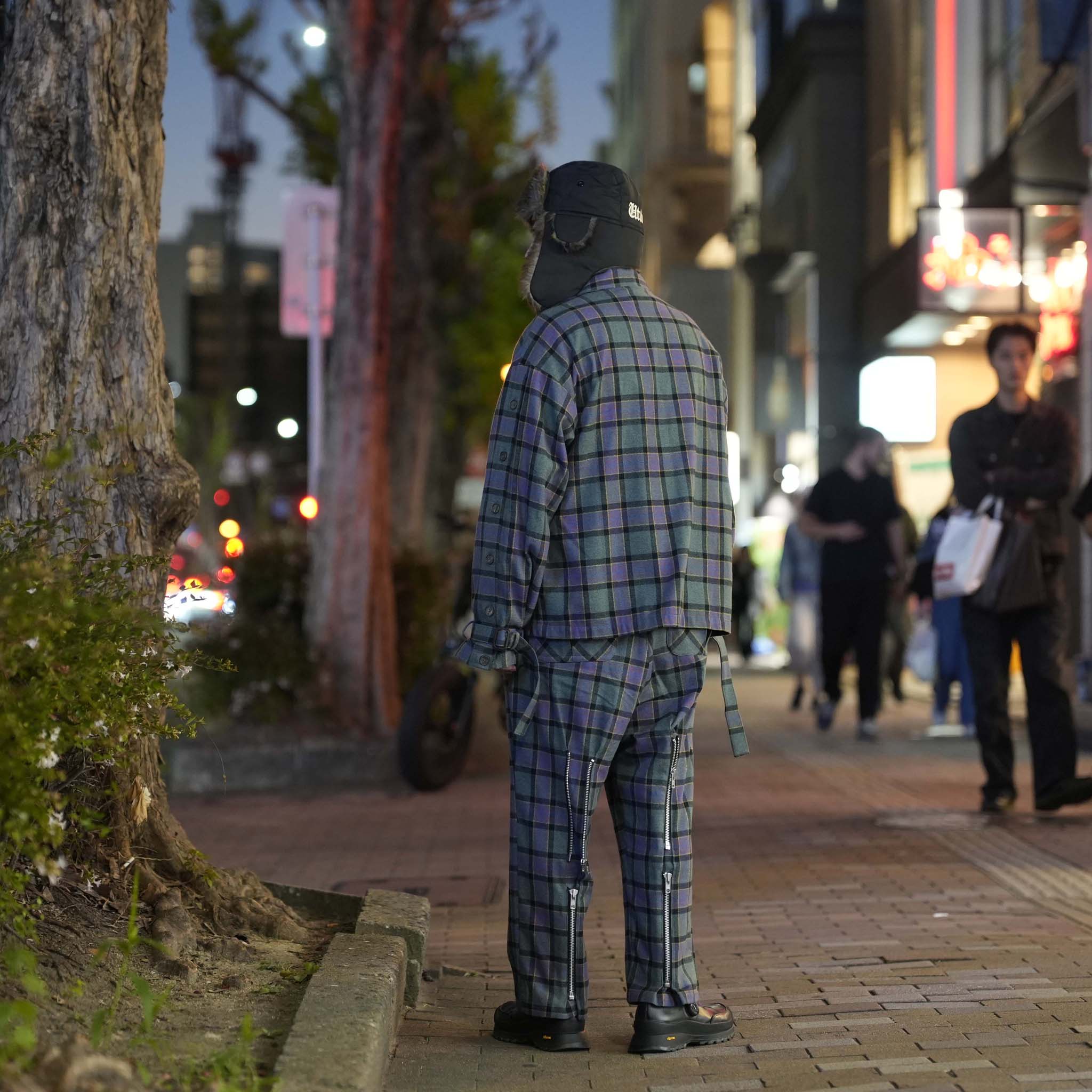 ef404-21 | Check bondage wide Pants | Color:Green check【EFFECTEN_エフェクテン】