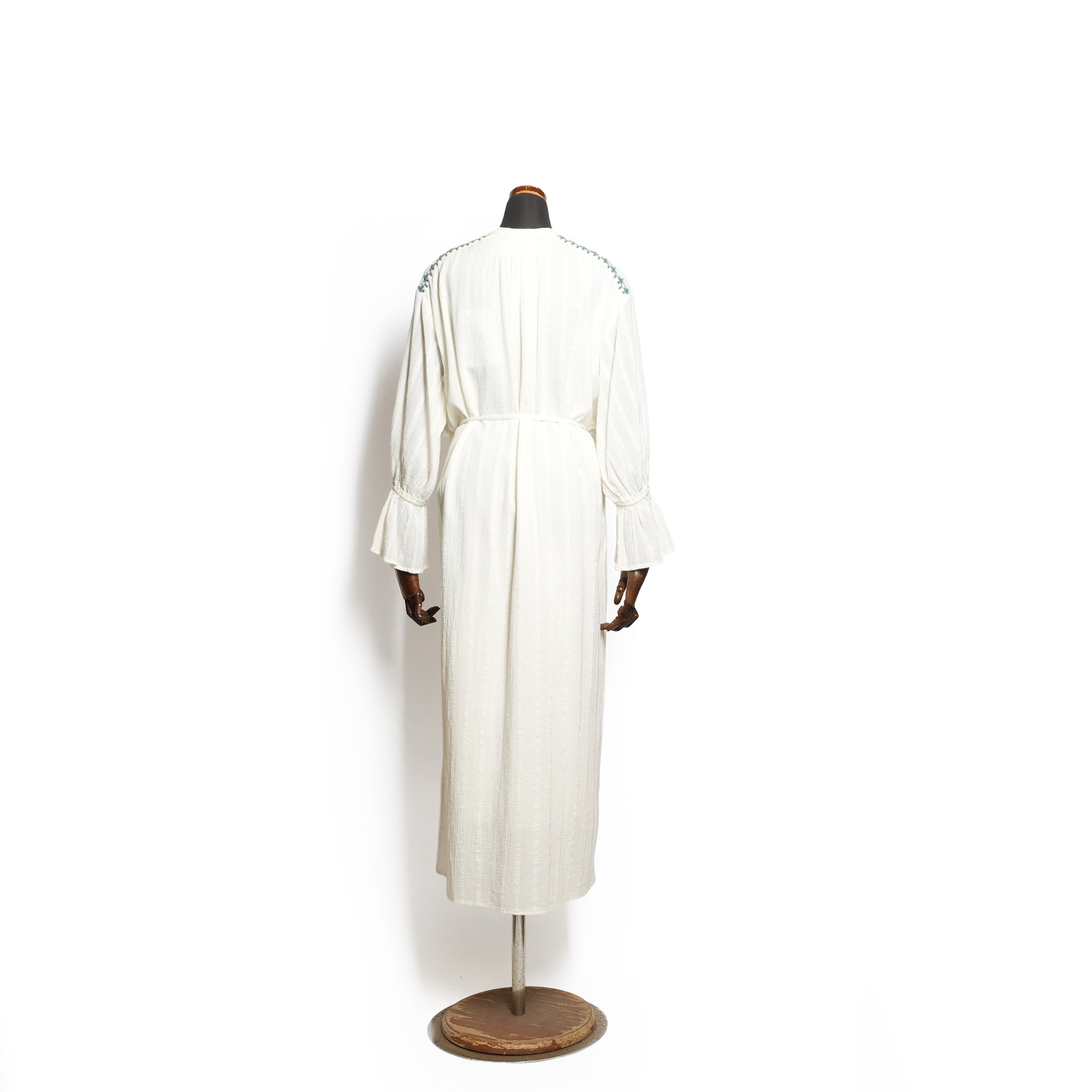 COTTON JACQUARD CORD EMBROIDERY DRESS – Ecru | SARAMALLIKA