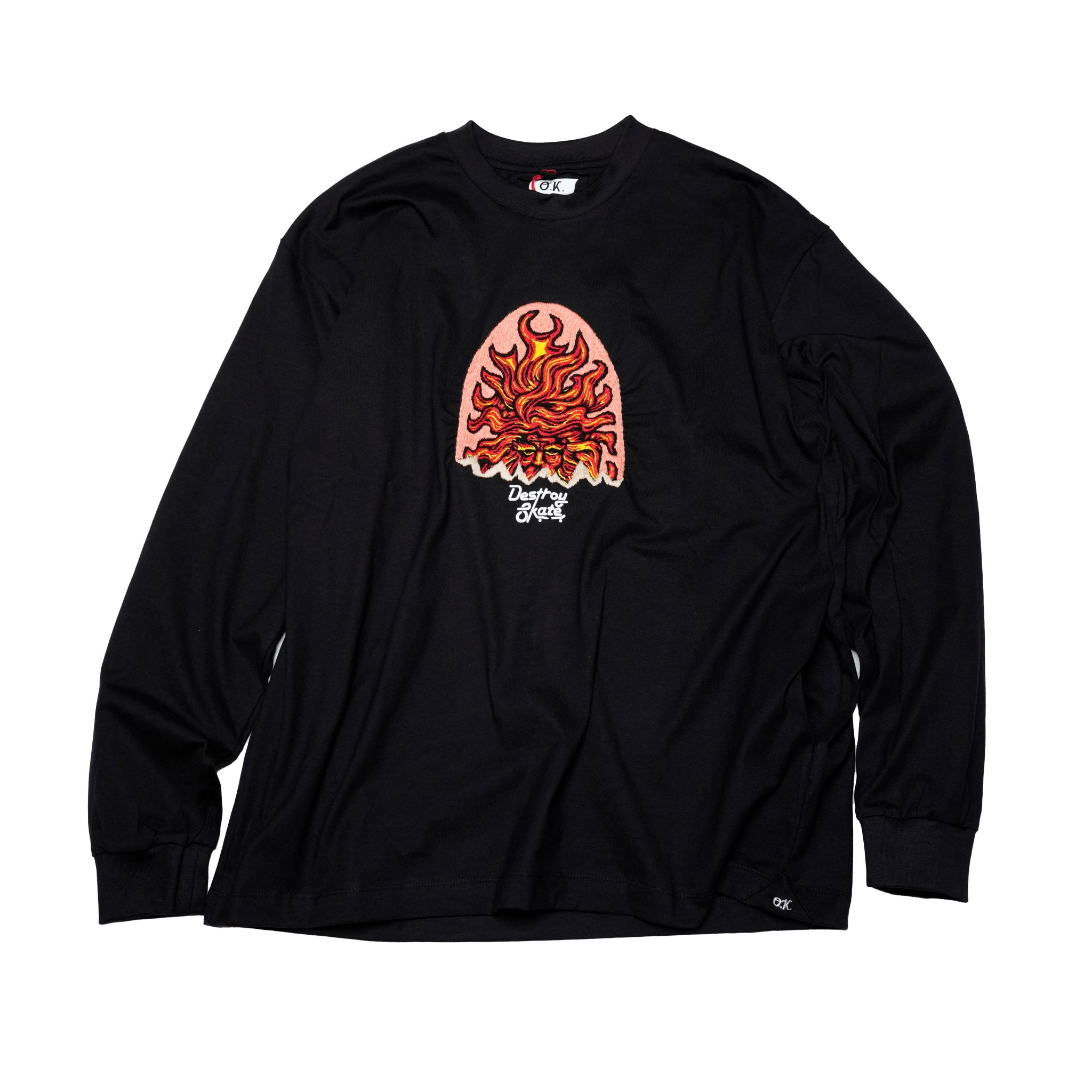 OK243-003LS_BLACK | Embroidery　L/S  TEE | Color:Black【OK_オーケー】