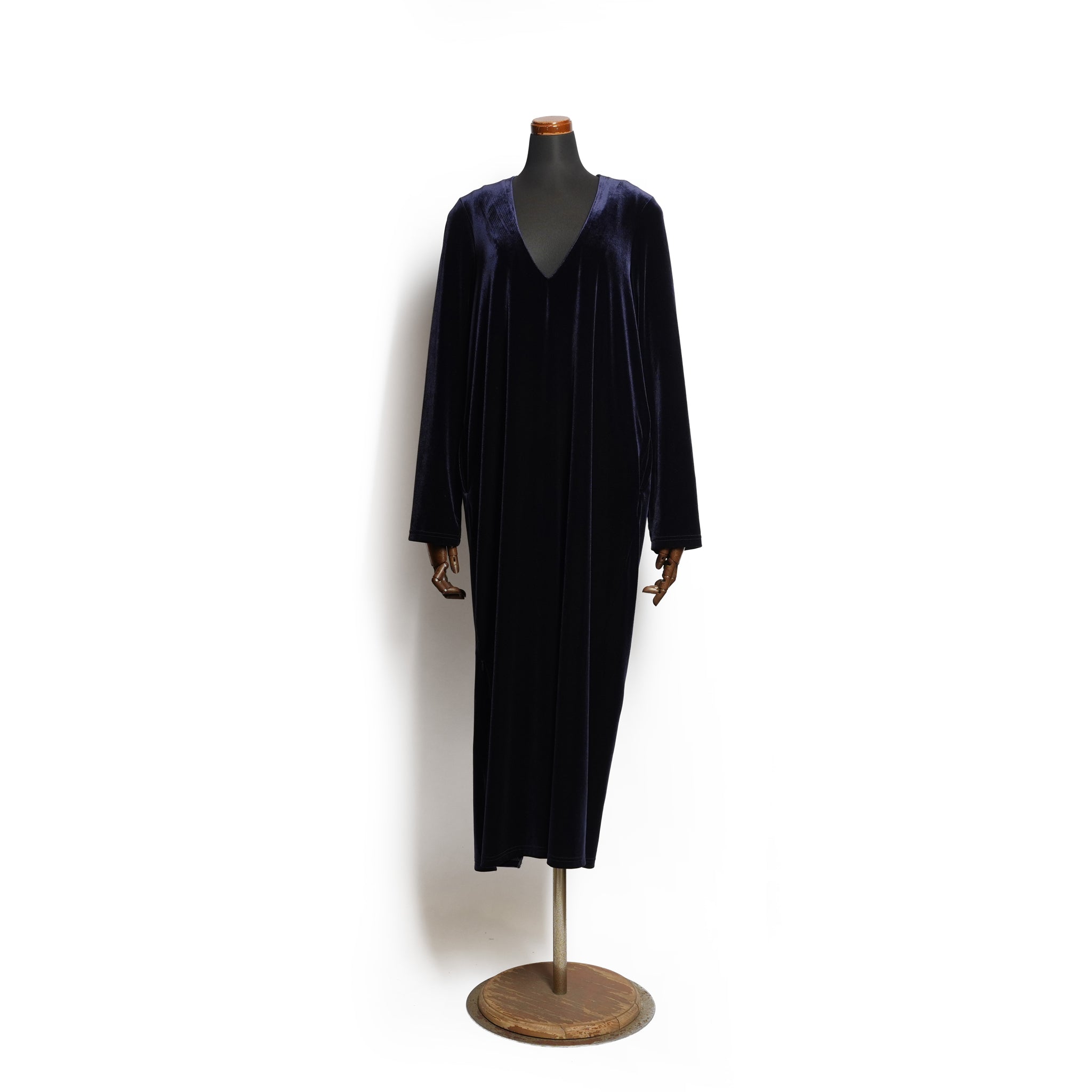 v slit velour dress | Color_Navy | No_wht25fop4072_navy【WHYTO_ホワイト】