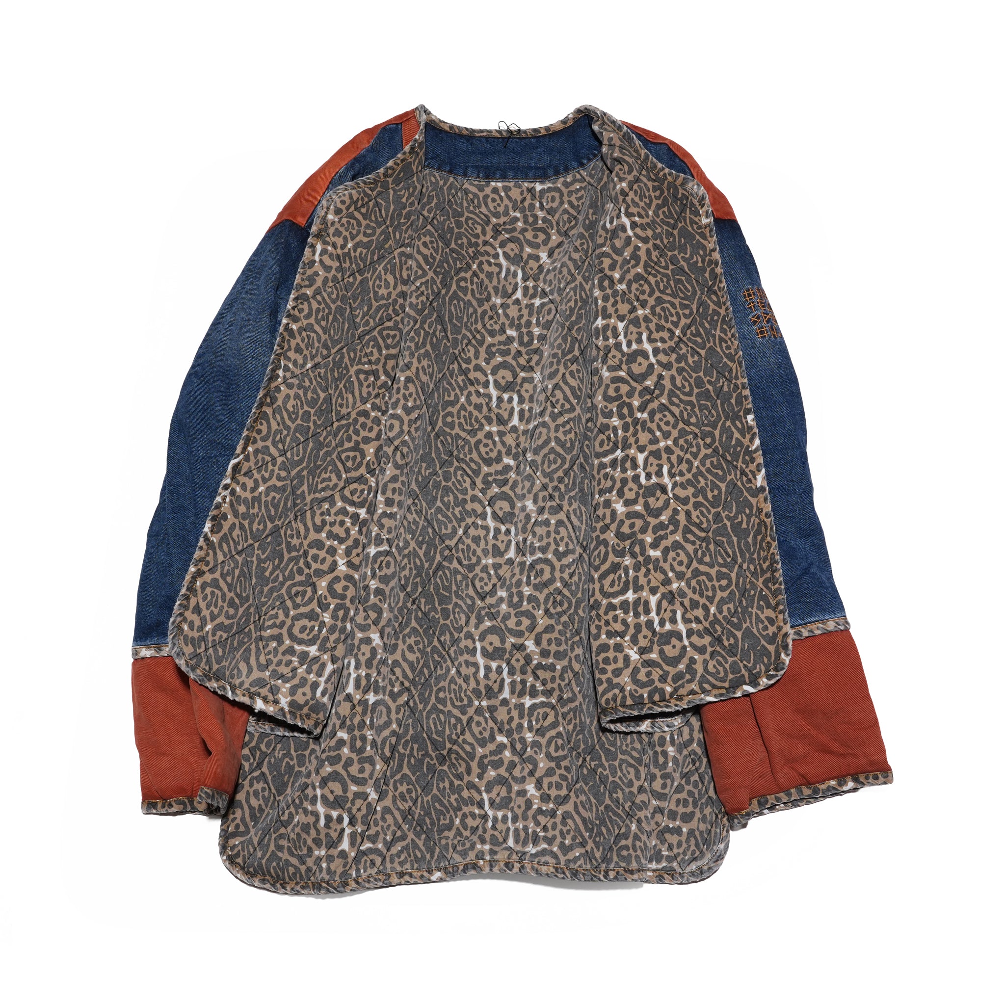 BANG BANG REVERSIBLE COLOUR BLOCKED DENIM WADDED JACKET – Animal Blue Rust | ONE TEASPOON