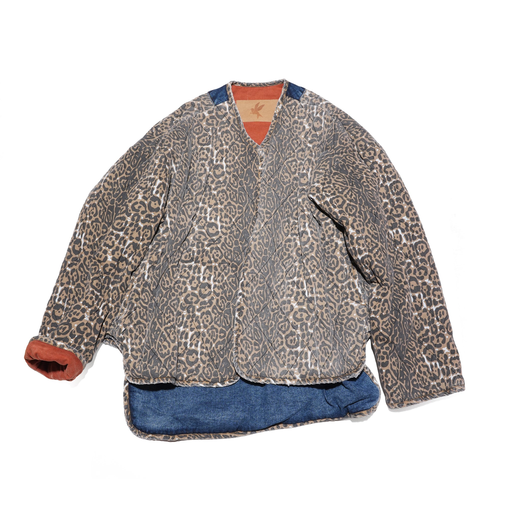 BANG BANG REVERSIBLE COLOUR BLOCKED DENIM WADDED JACKET – Animal Blue Rust | ONE TEASPOON