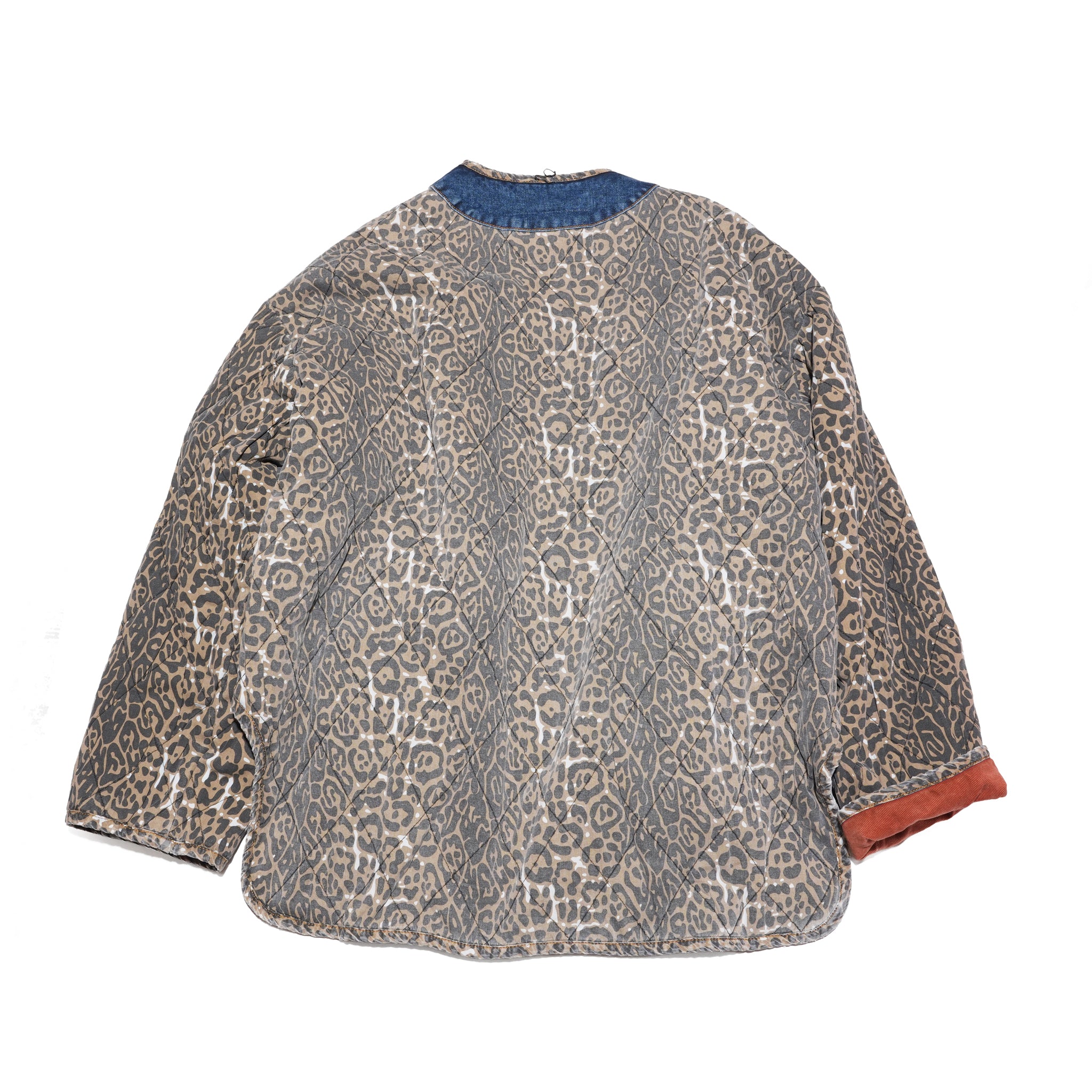 BANG BANG REVERSIBLE COLOUR BLOCKED DENIM WADDED JACKET – Animal Blue Rust | ONE TEASPOON