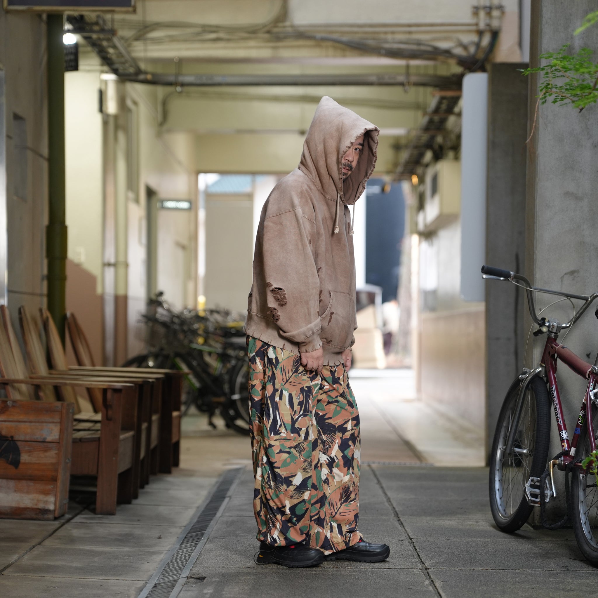 Fabric Hybrid Work Pants / Camouflage【AMBERGLEAM_アンバーグリーム】134651212