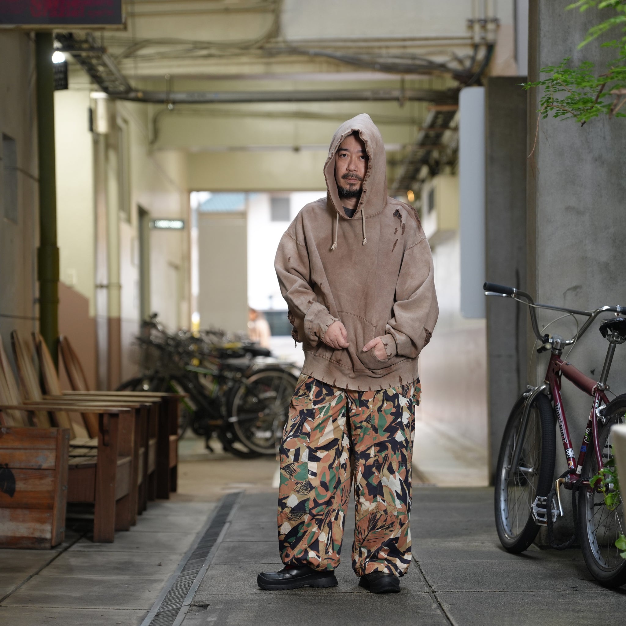 Fabric Hybrid Work Pants / Camouflage【AMBERGLEAM_アンバーグリーム】134651212