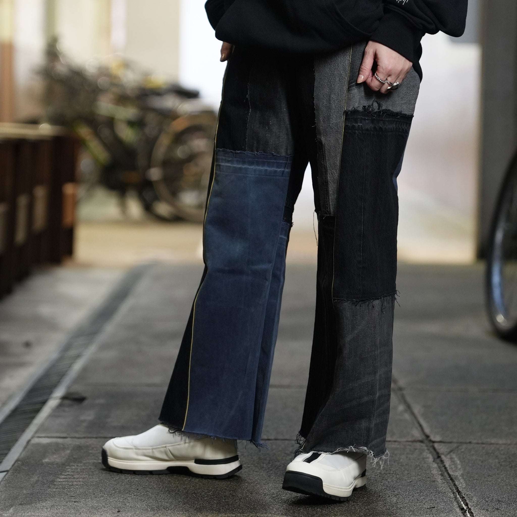 AT-268 | パッチワークデニムパンツ　パターンver | Color:24 | Size:S【REHERSALL_リハーズオール】