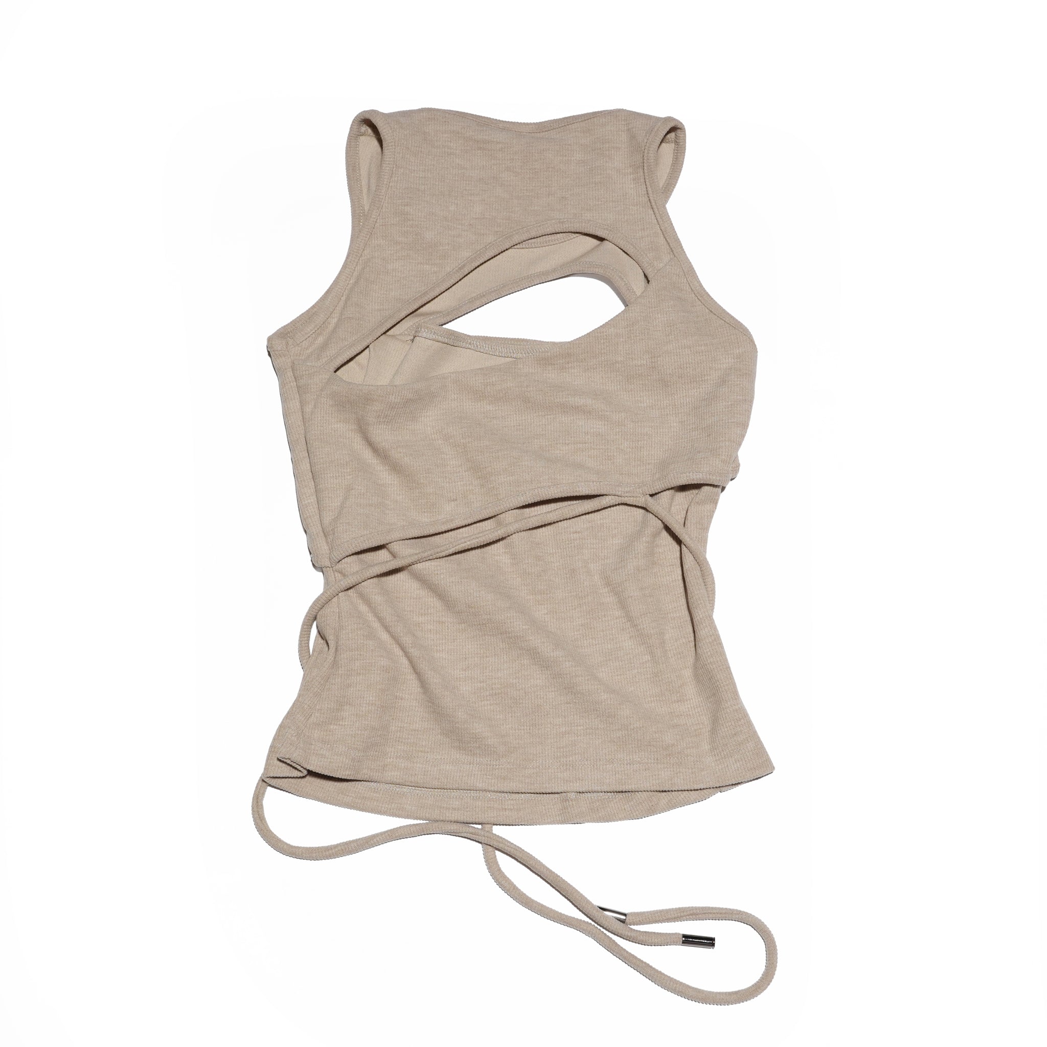 BunnyHill Concept カットアウト タンクトップ ベージュ CONRAD SLEEVELESS TOP (SAND BEIGE) | Bunny Hill Concept