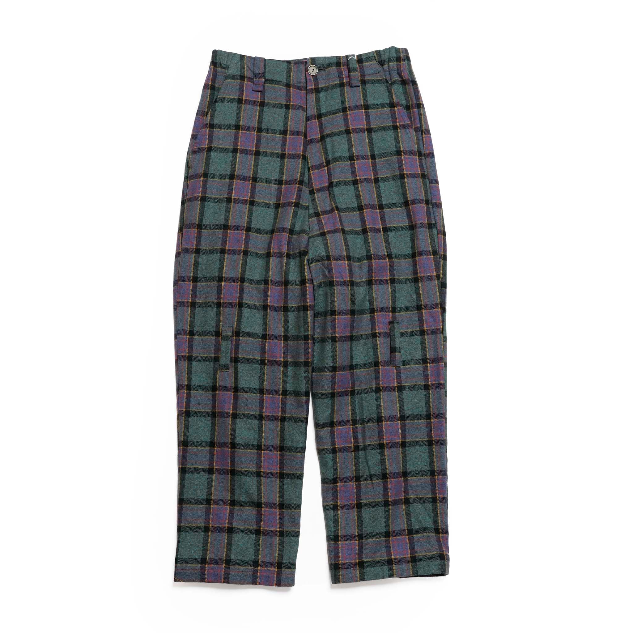 ef404-21 | Check bondage wide Pants | Color:Green check【EFFECTEN_エフェクテン】