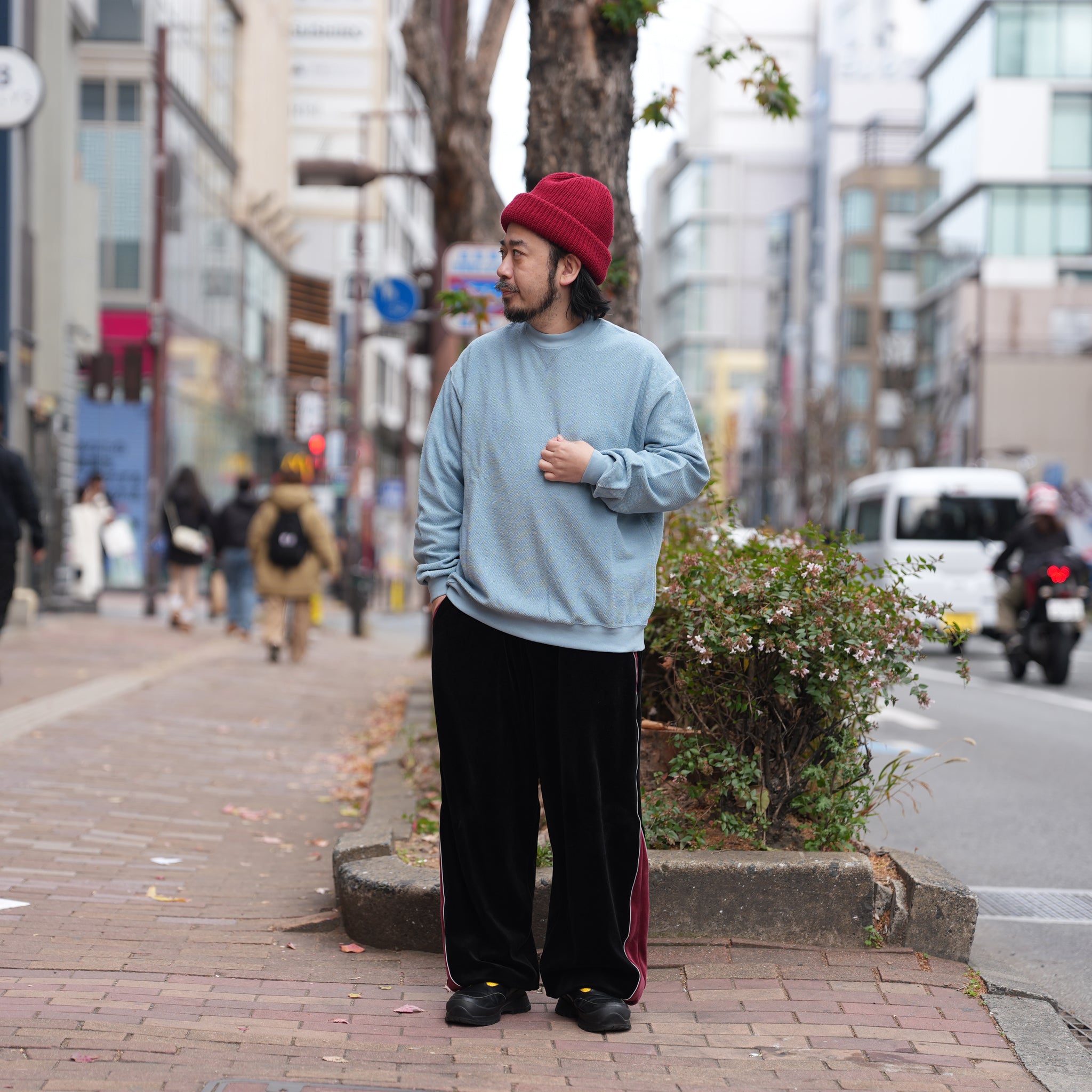 RELAX FIT №149 [ Pique sweat crew ］ | Col_Black / Pale Blue【RELAX FIT_リラックスフィット】