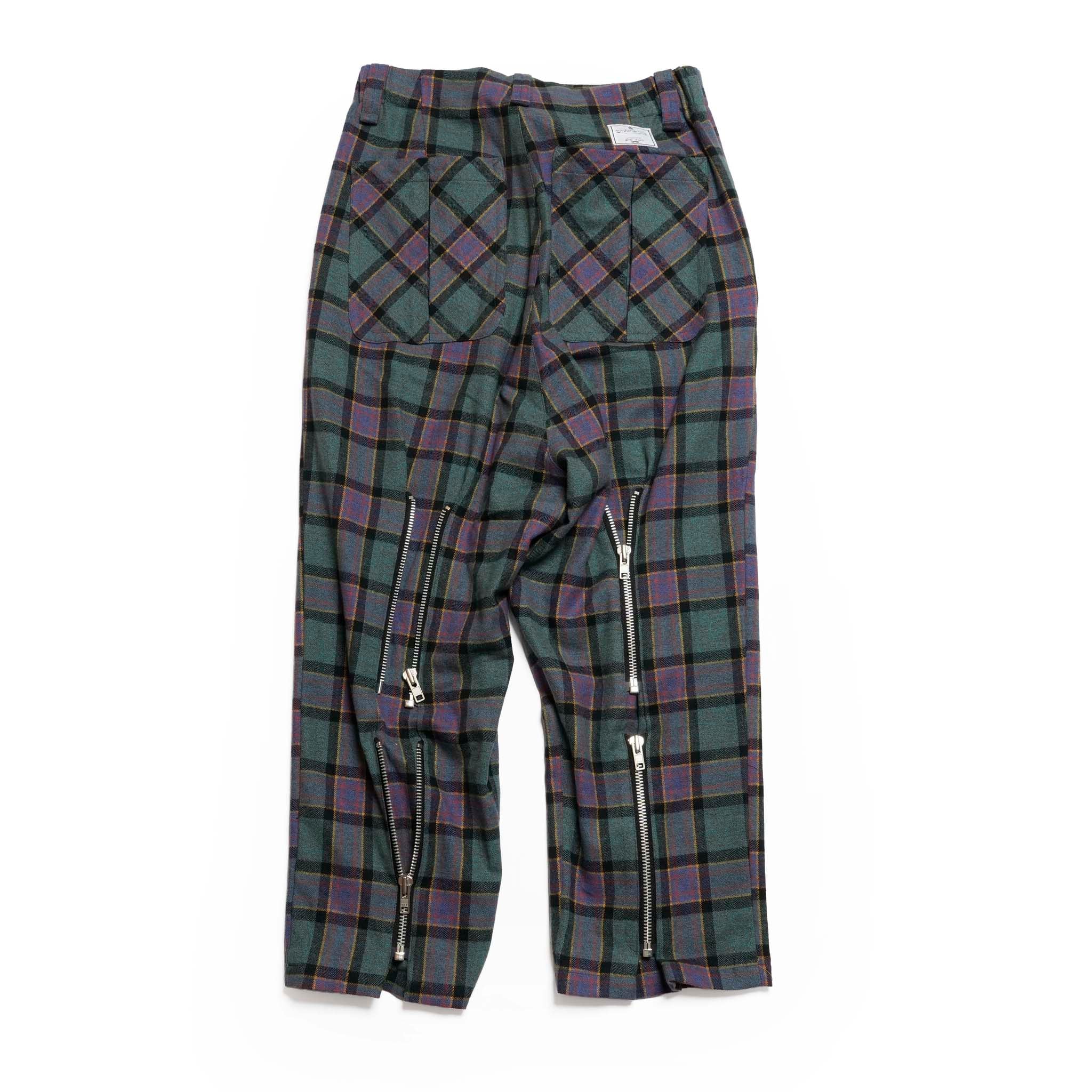 ef404-21 | Check bondage wide Pants | Color:Green check【EFFECTEN_エフェクテン】