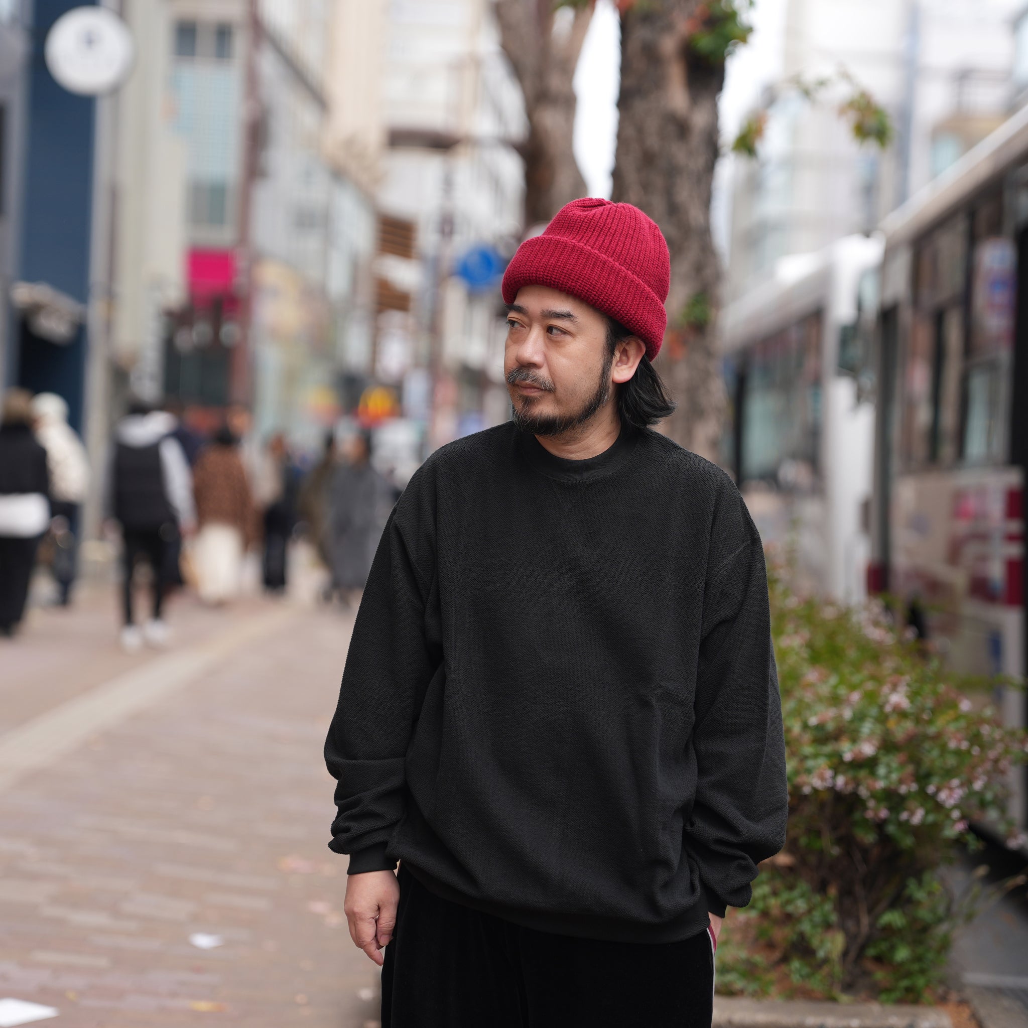 RELAX FIT №149 [ Pique sweat crew ］ | Col_Black / Pale Blue【RELAX FIT_リラックスフィット】