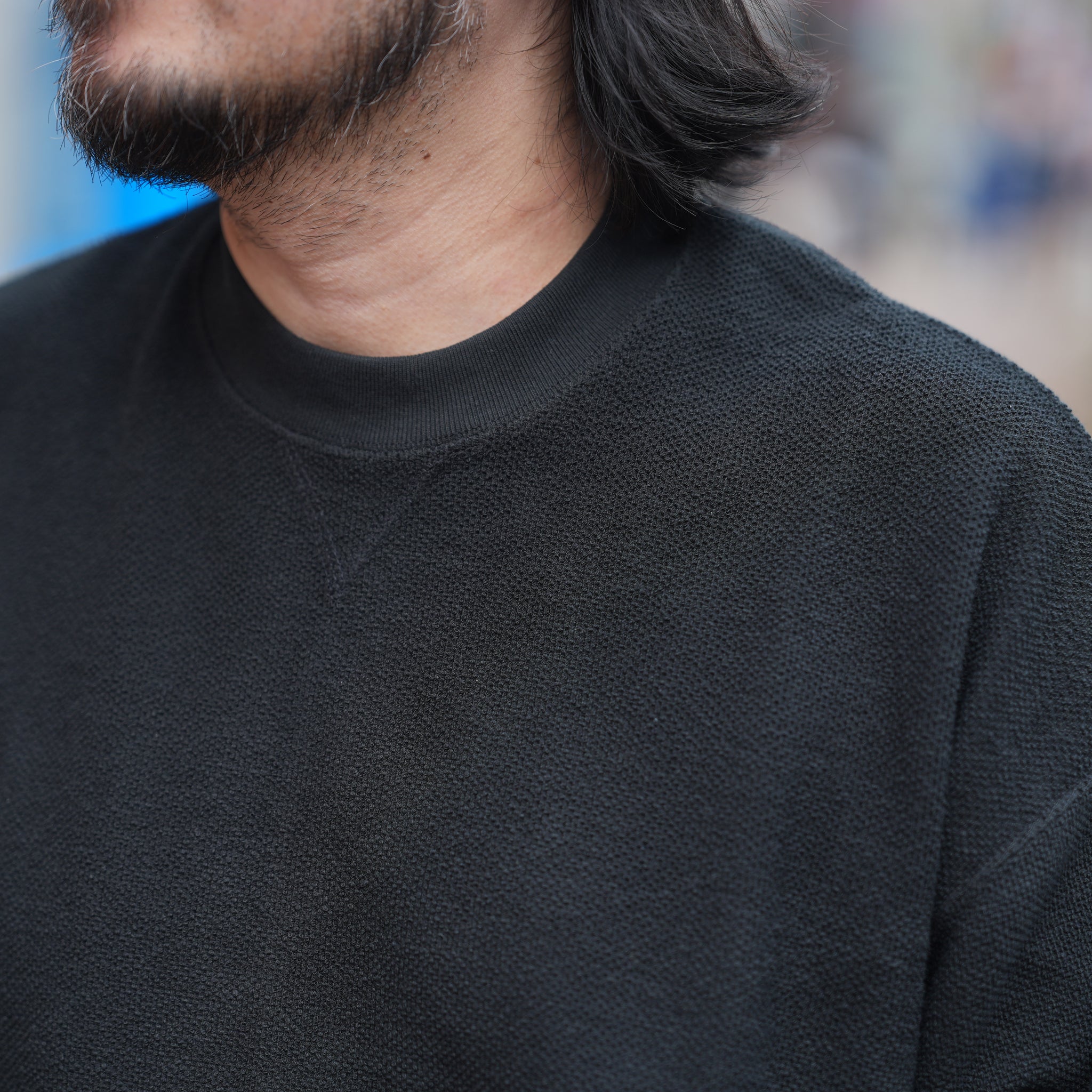 RELAX FIT №149 [ Pique sweat crew ］ | Col_Black / Pale Blue【RELAX FIT_リラックスフィット】