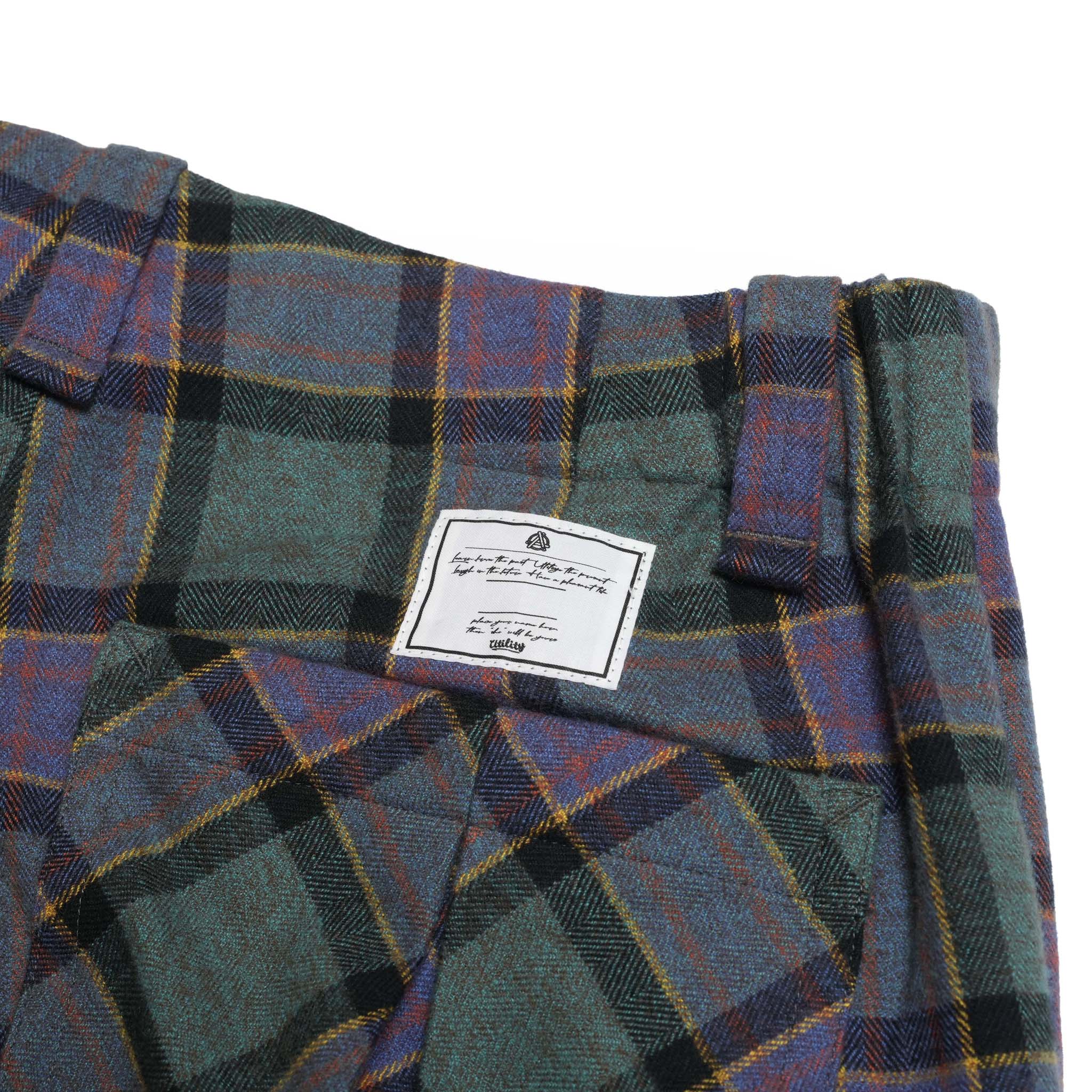 ef404-21 | Check bondage wide Pants | Color:Green check【EFFECTEN_エフェクテン】