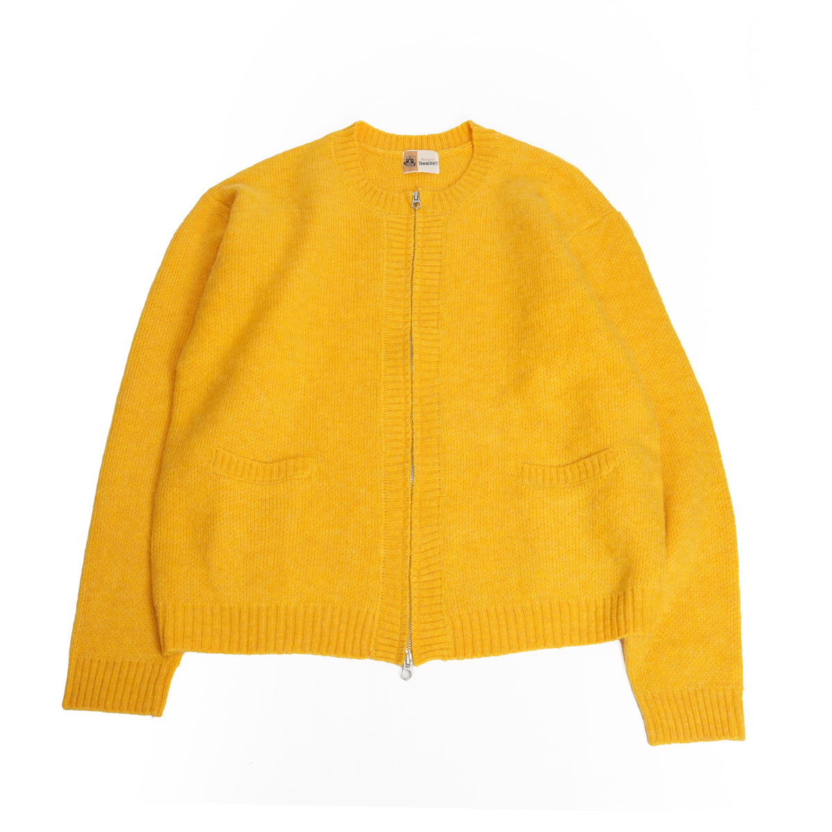 Mohair Shaggy Zip-Up Cardigan – Yellow | TOWNCRAFT
