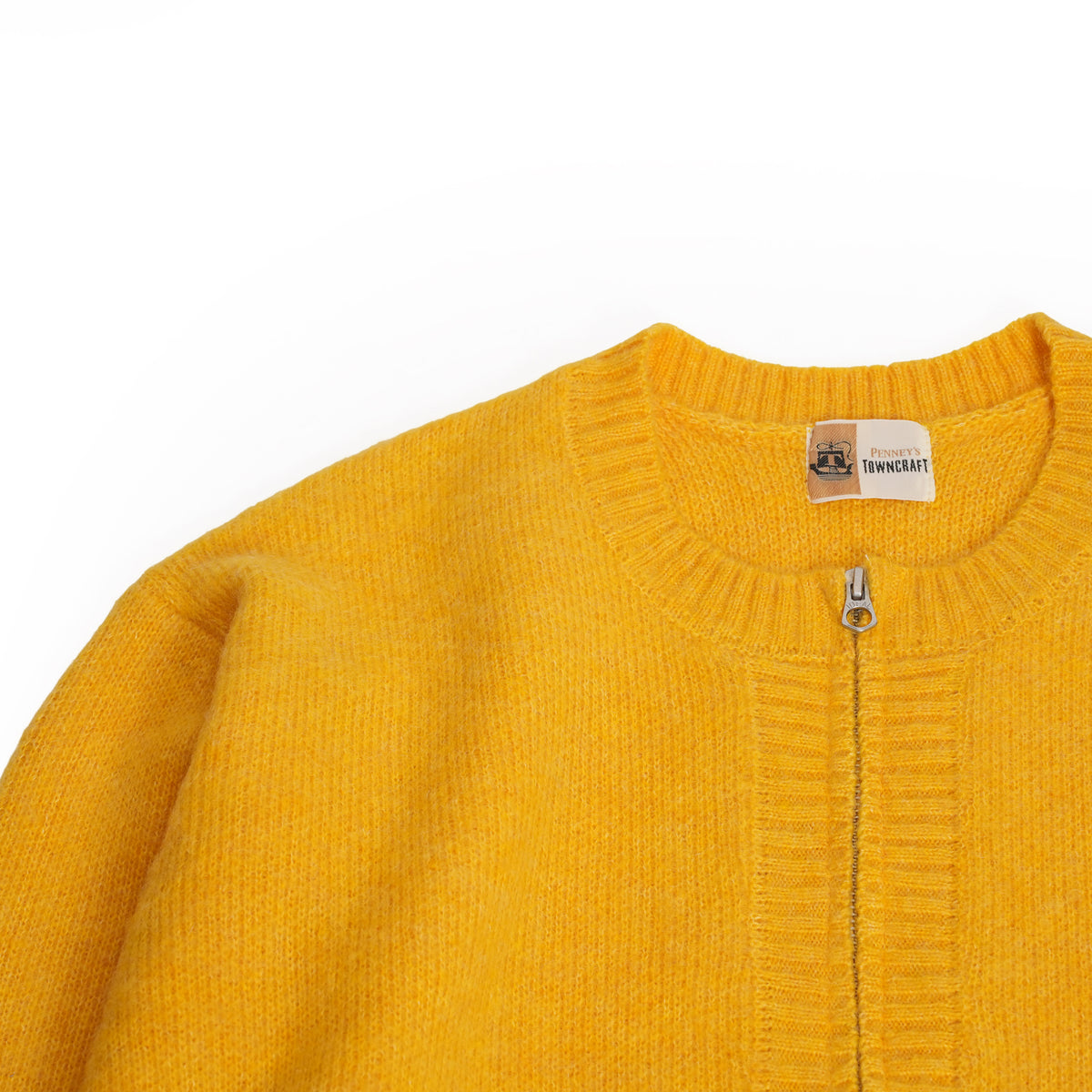 Mohair Shaggy Zip-Up Cardigan – Yellow | TOWNCRAFT
