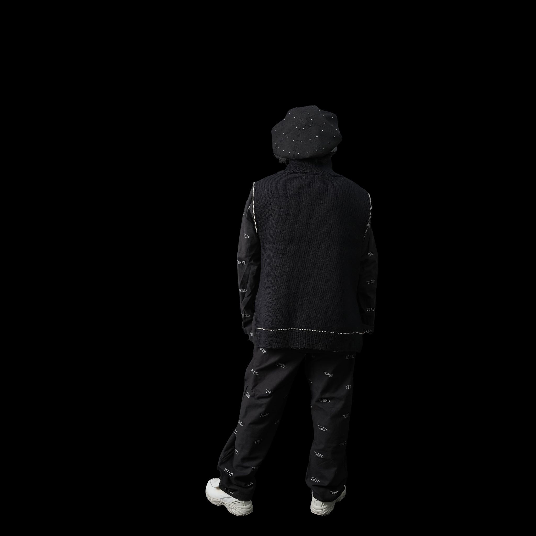 AMBERGLEAM フリンジベストセーター Name:Fringe Vest Sweater | Color:Black【AMBERGLEAM_アンバー