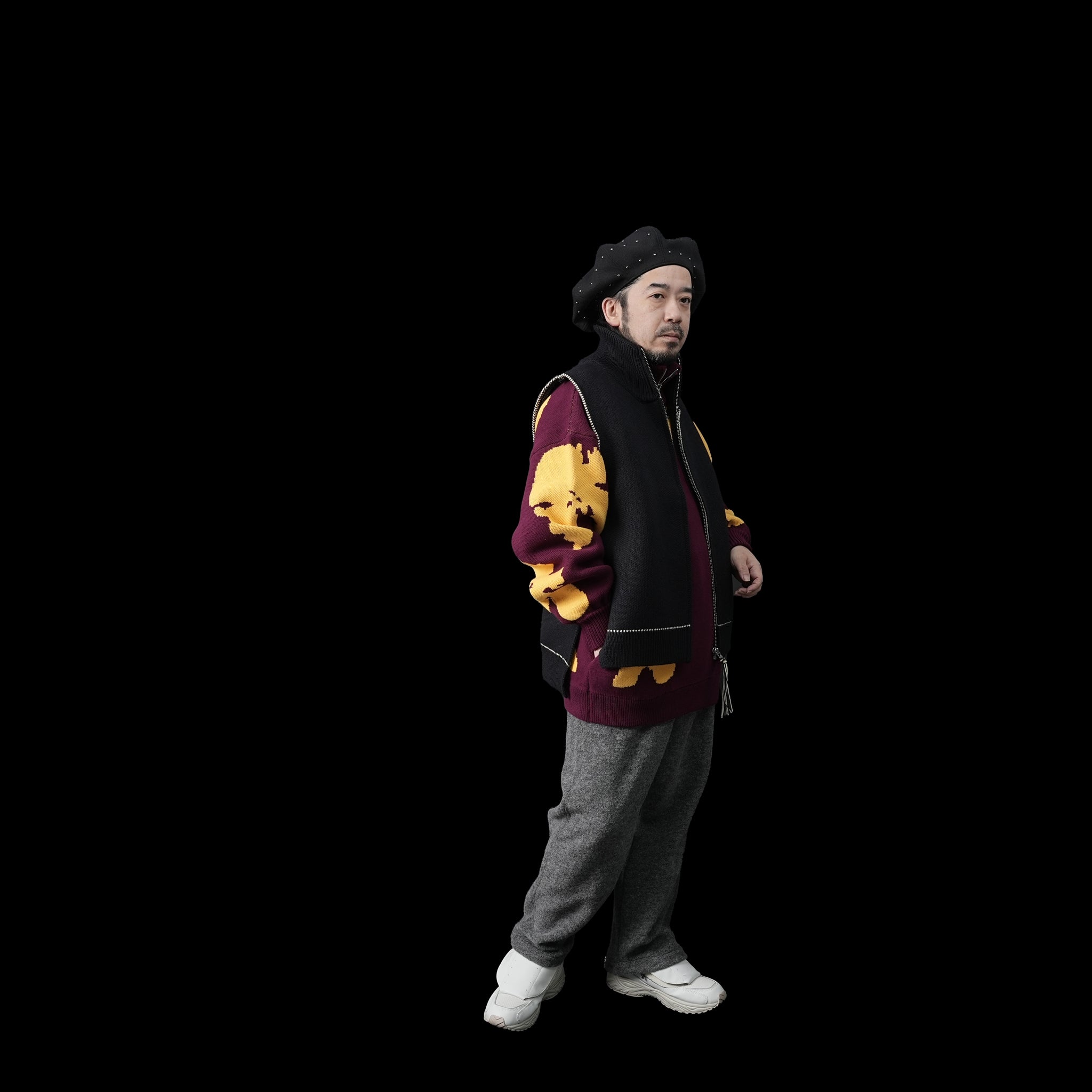 Name:Fringe Vest Sweater | Color:Black【AMBERGLEAM_アンバー