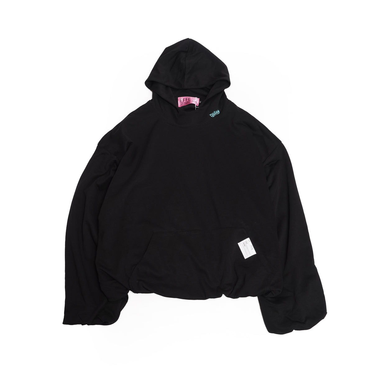 Balloon silhouette pullover hoodie – Black | EFFECTEN