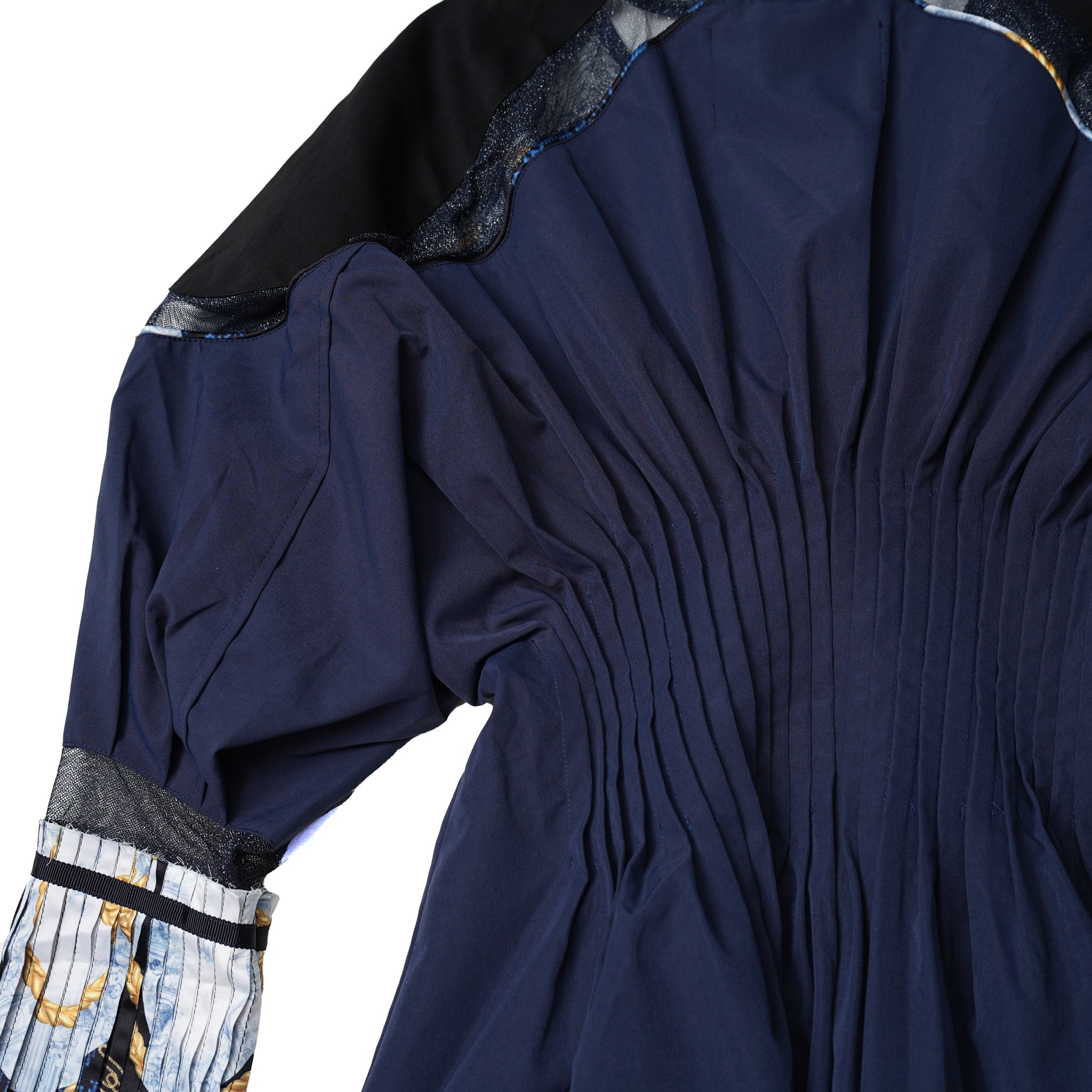 No:SNS23-T01-Beige | Name:Lace plate long sleeve dress | Color:Beige/Blue | Size:(S)/(M)【SEIVSON_セイブソン】