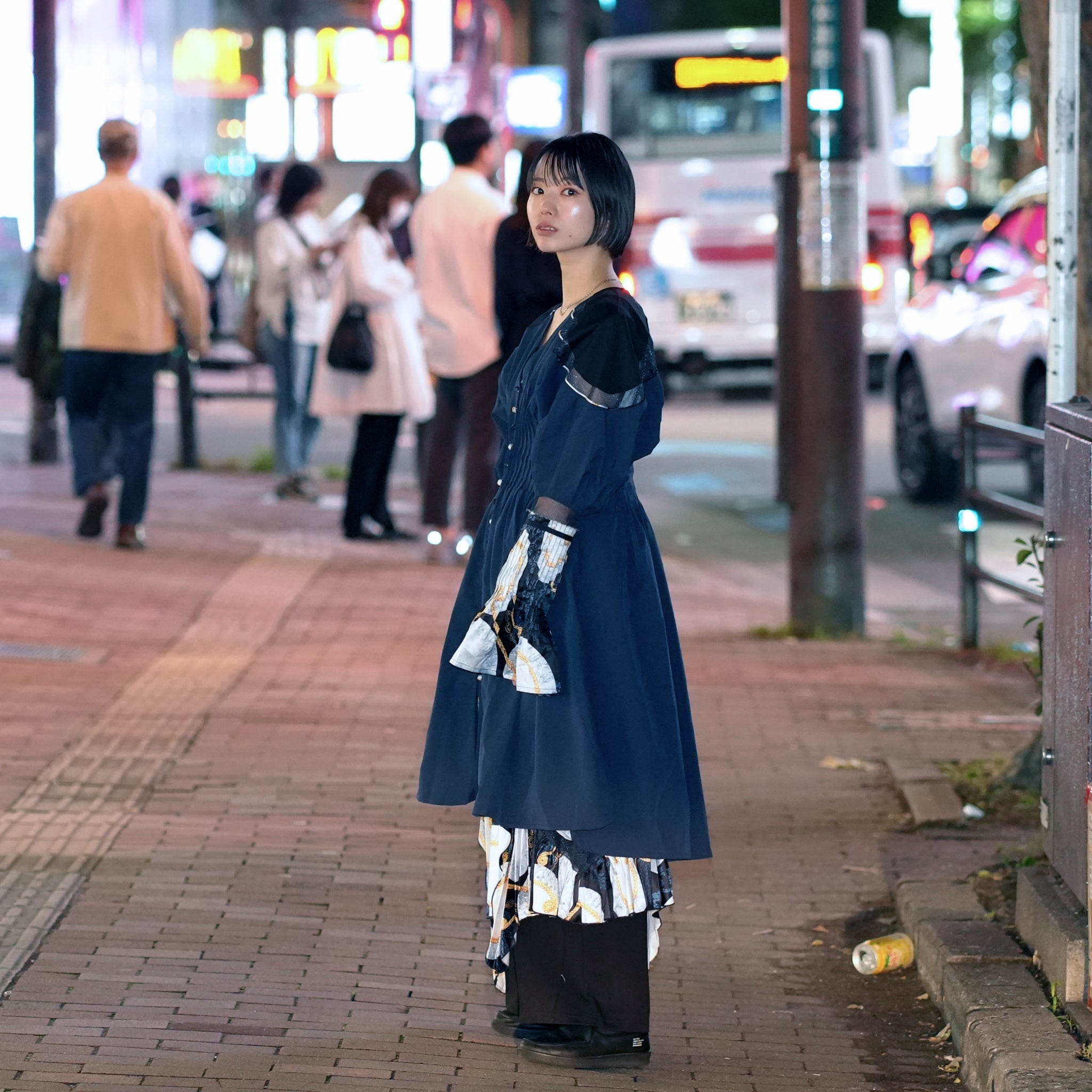 No:SNS23-T02-Beige | Name:Lace plate vest dress | Color:Beige/Navy | Size:(F)【SEIVSON_セイブソン】【archive】