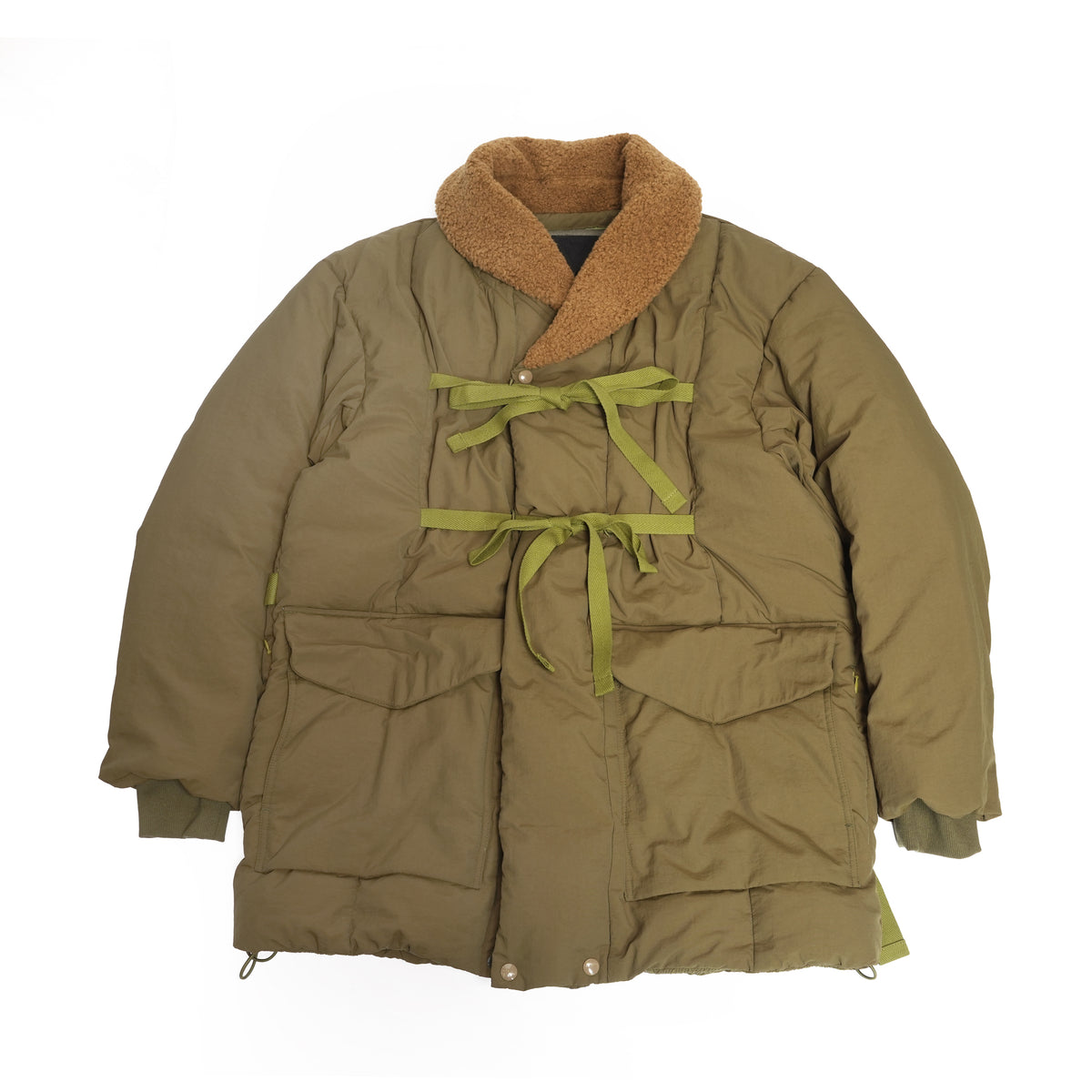 SHAWL COLLAR BOA DOWN JACKET – Olive | NORBIT