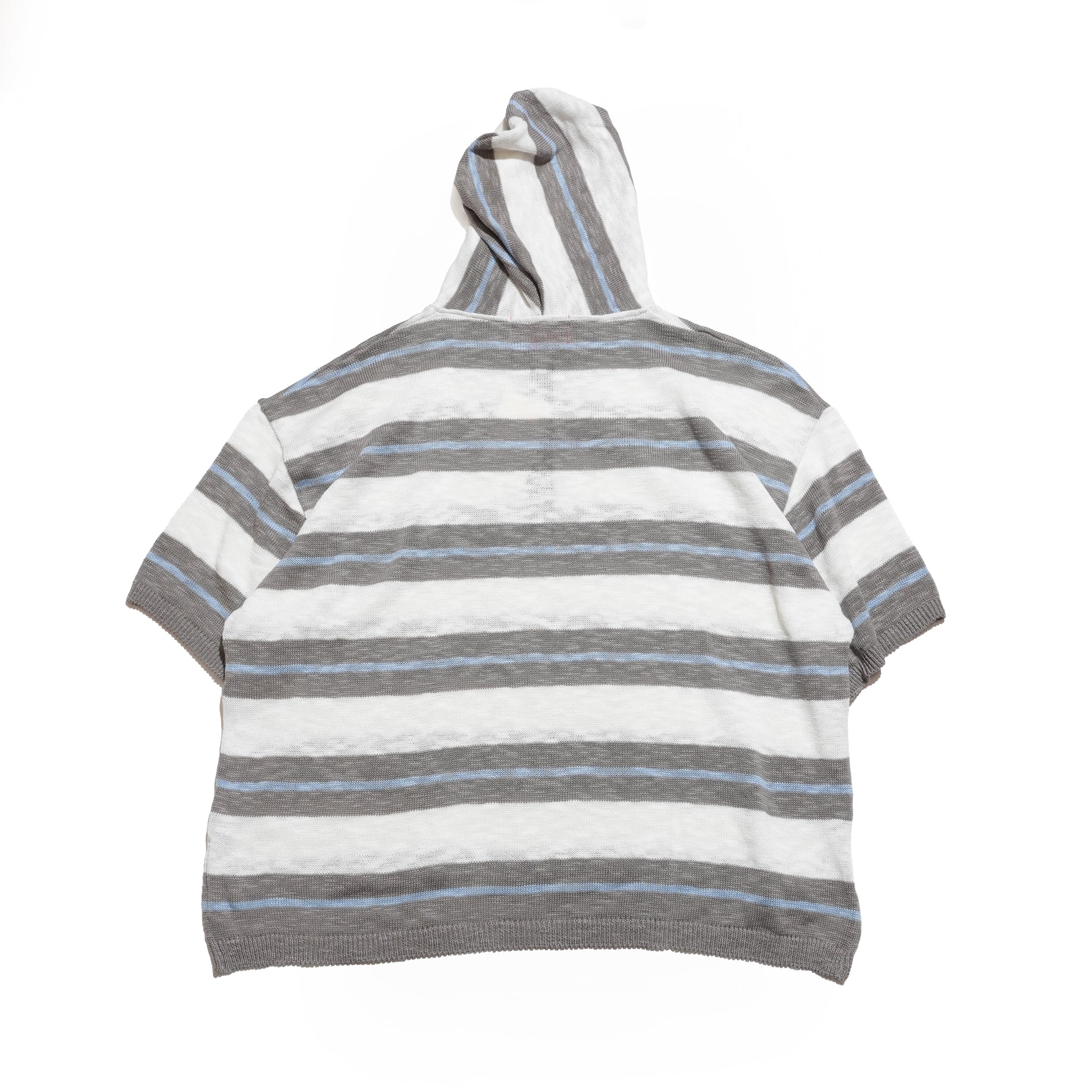 Slab knit border half zip hoodie – Gray×Sax | EFFECTEN
