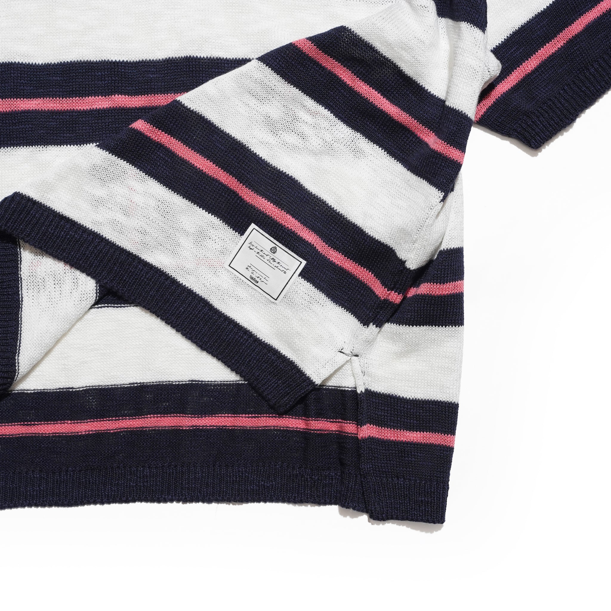 Slab knit border half zip hoodie – Navy×Pink | EFFECTEN