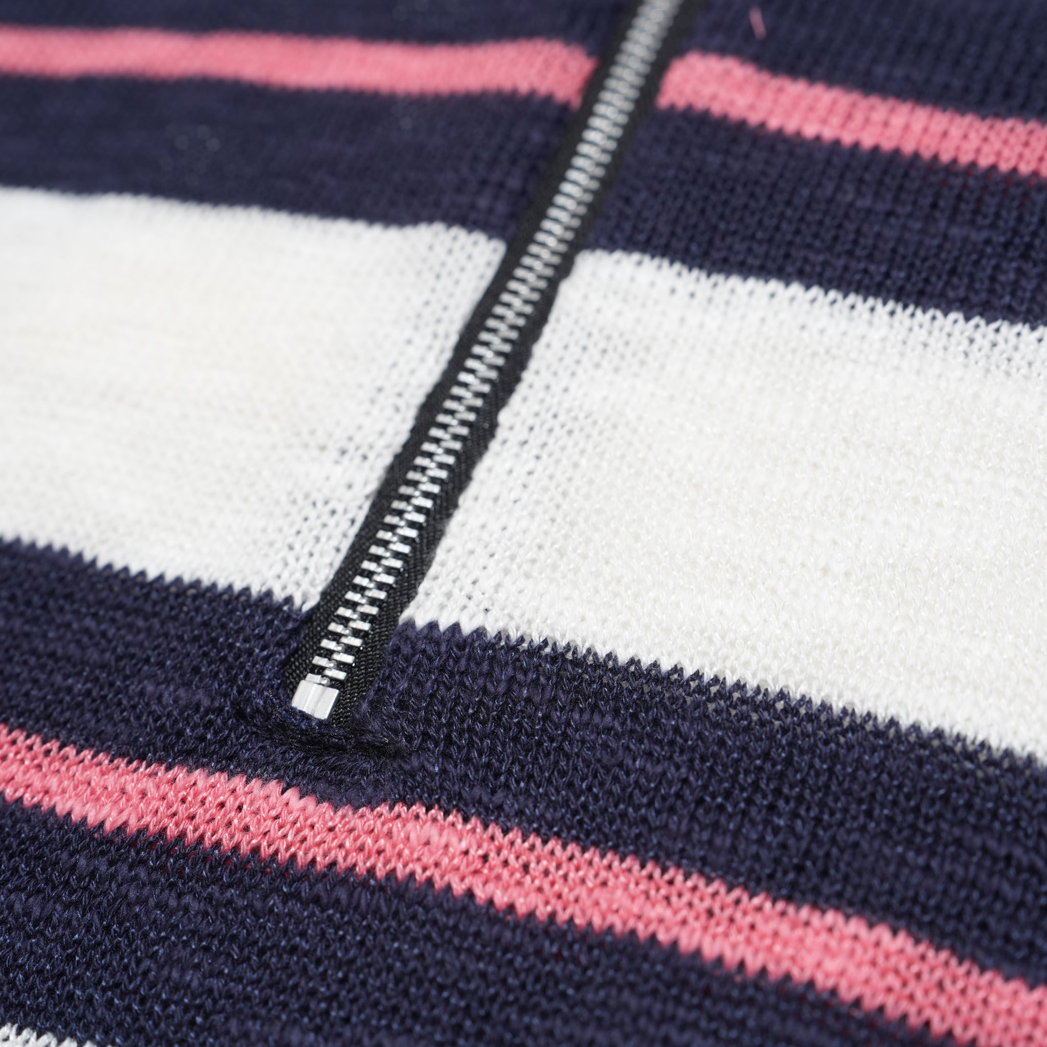 Slab knit border half zip hoodie – Navy×Pink | EFFECTEN