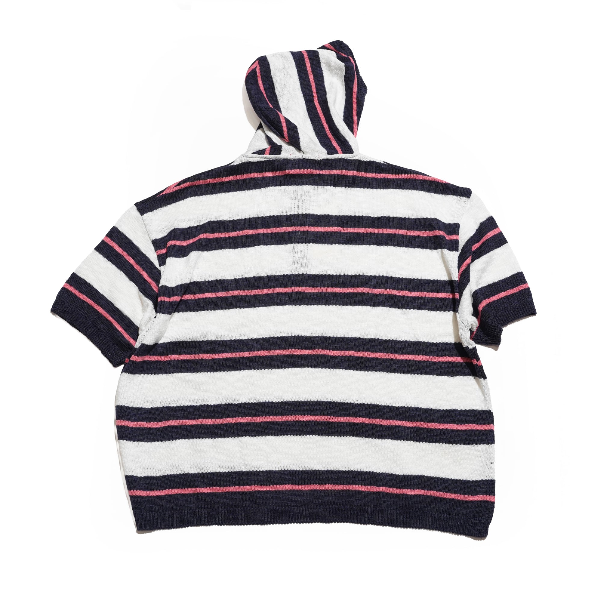 Slab knit border half zip hoodie – Navy×Pink | EFFECTEN