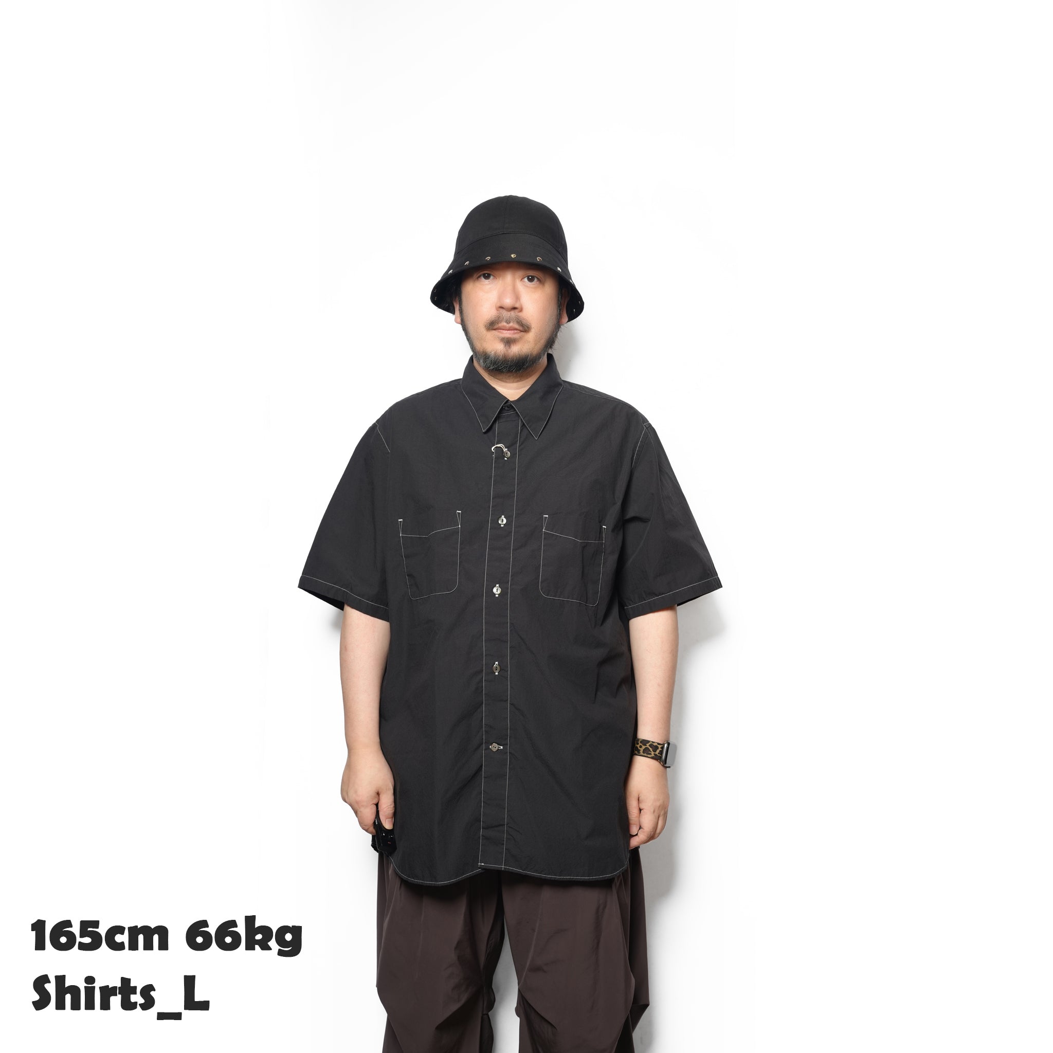 REGULAR COLLAR S/S SHIRT-NATURAL WASHER – Black | CATTA SHIRTS