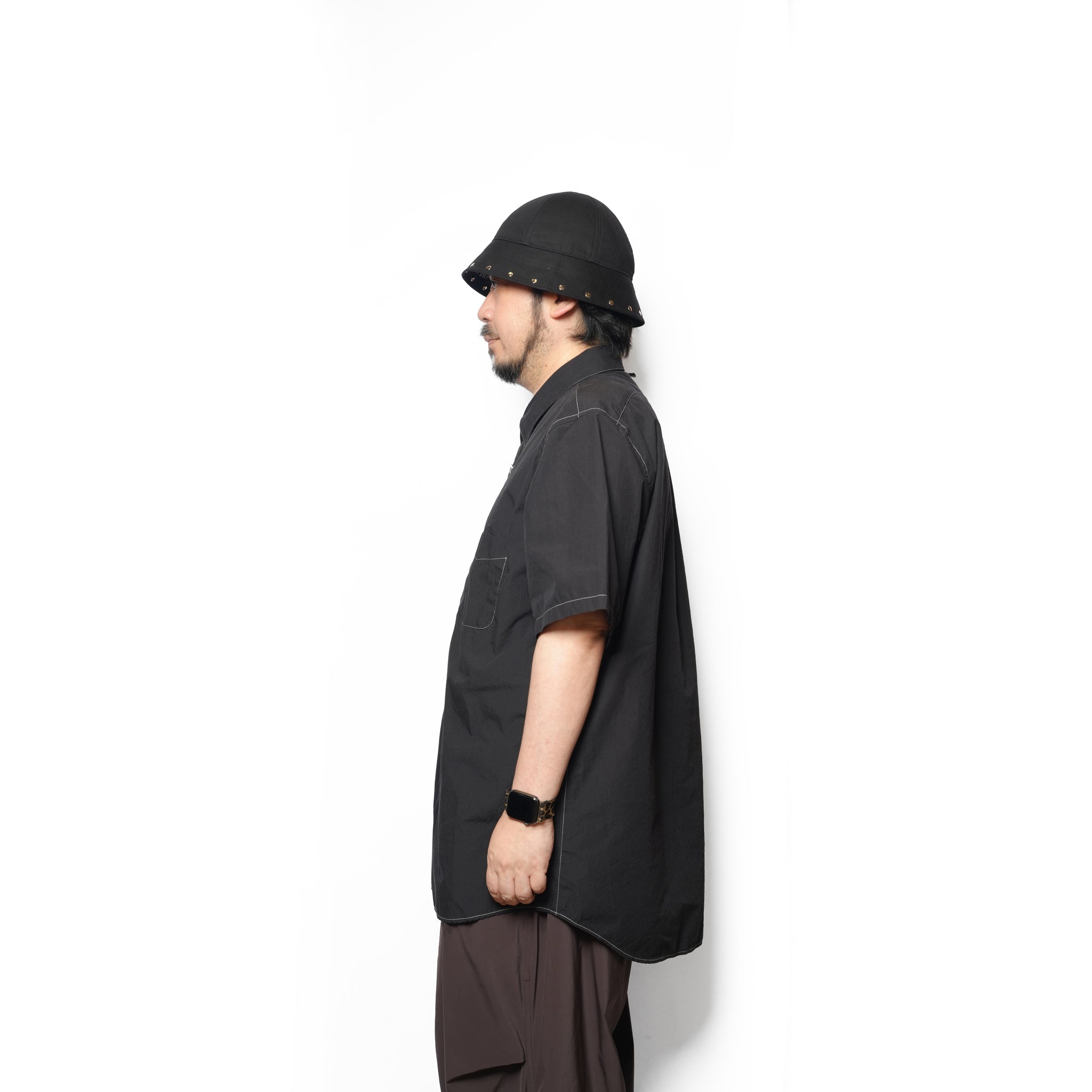 REGULAR COLLAR S/S SHIRT-NATURAL WASHER – Black | CATTA SHIRTS