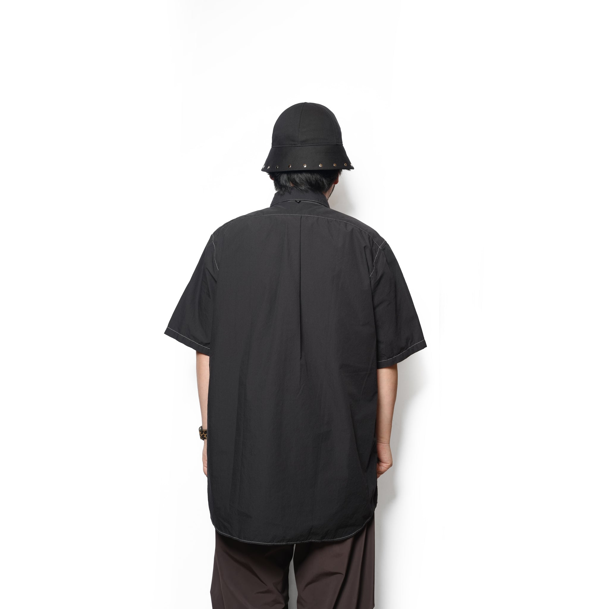 REGULAR COLLAR S/S SHIRT-NATURAL WASHER – Black | CATTA SHIRTS