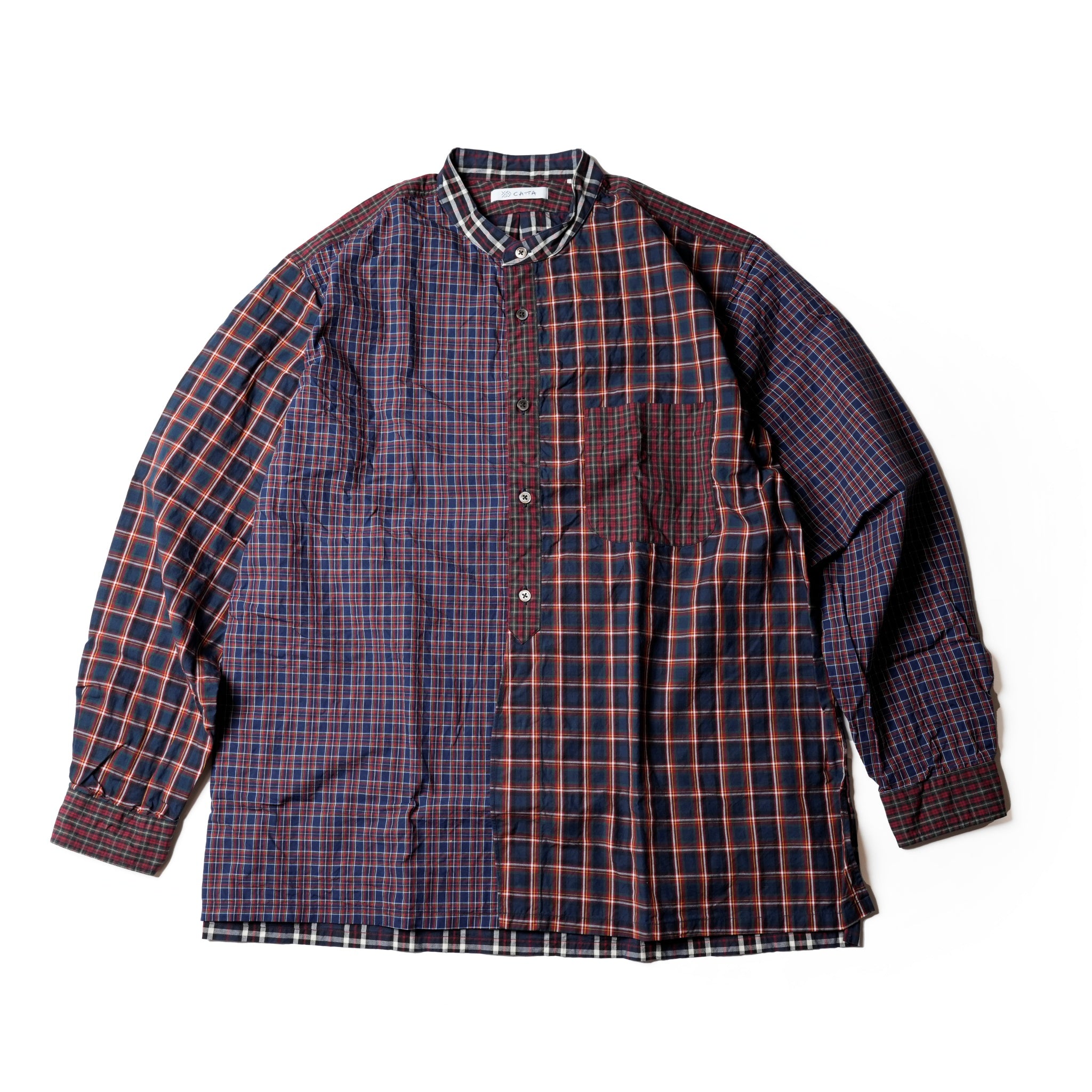 FPO-02_NAVY | FAKE PULLOVER  SHIRTS-CRAZY CHECK | Color:Navy【CATTA_カッタ】